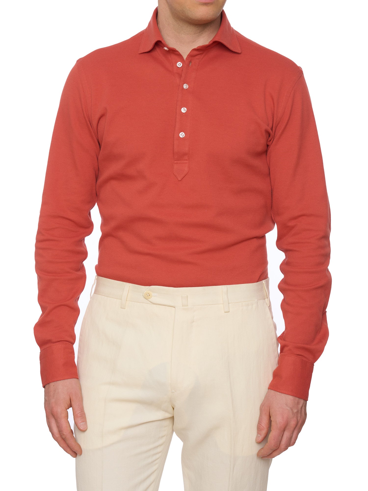 SARTORIO Napoli by KITON Terracotta Cotton Pique Polo Shirt NEW