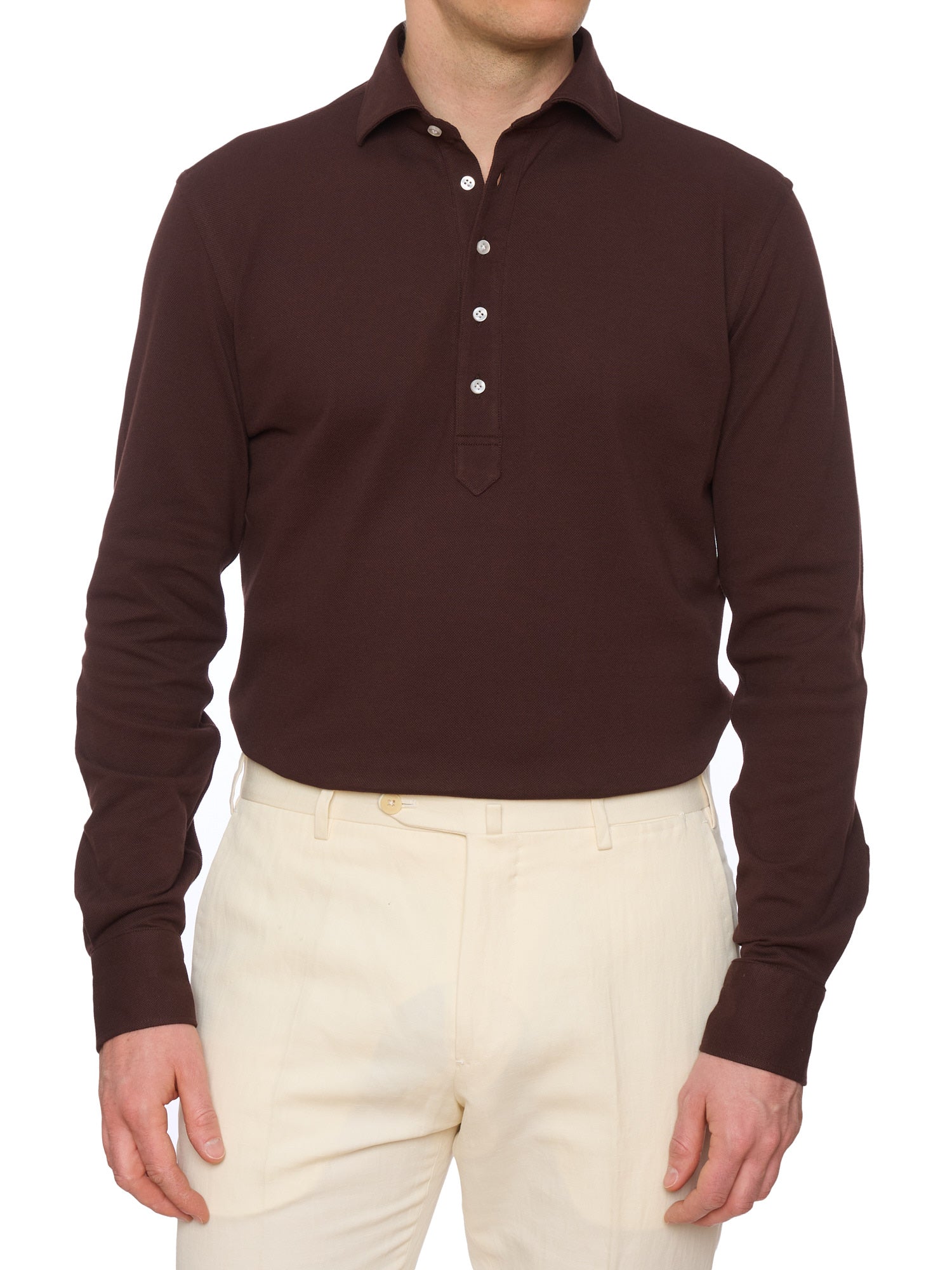 SARTORIO Napoli by KITON Brown Cotton Pique Polo Shirt NEW