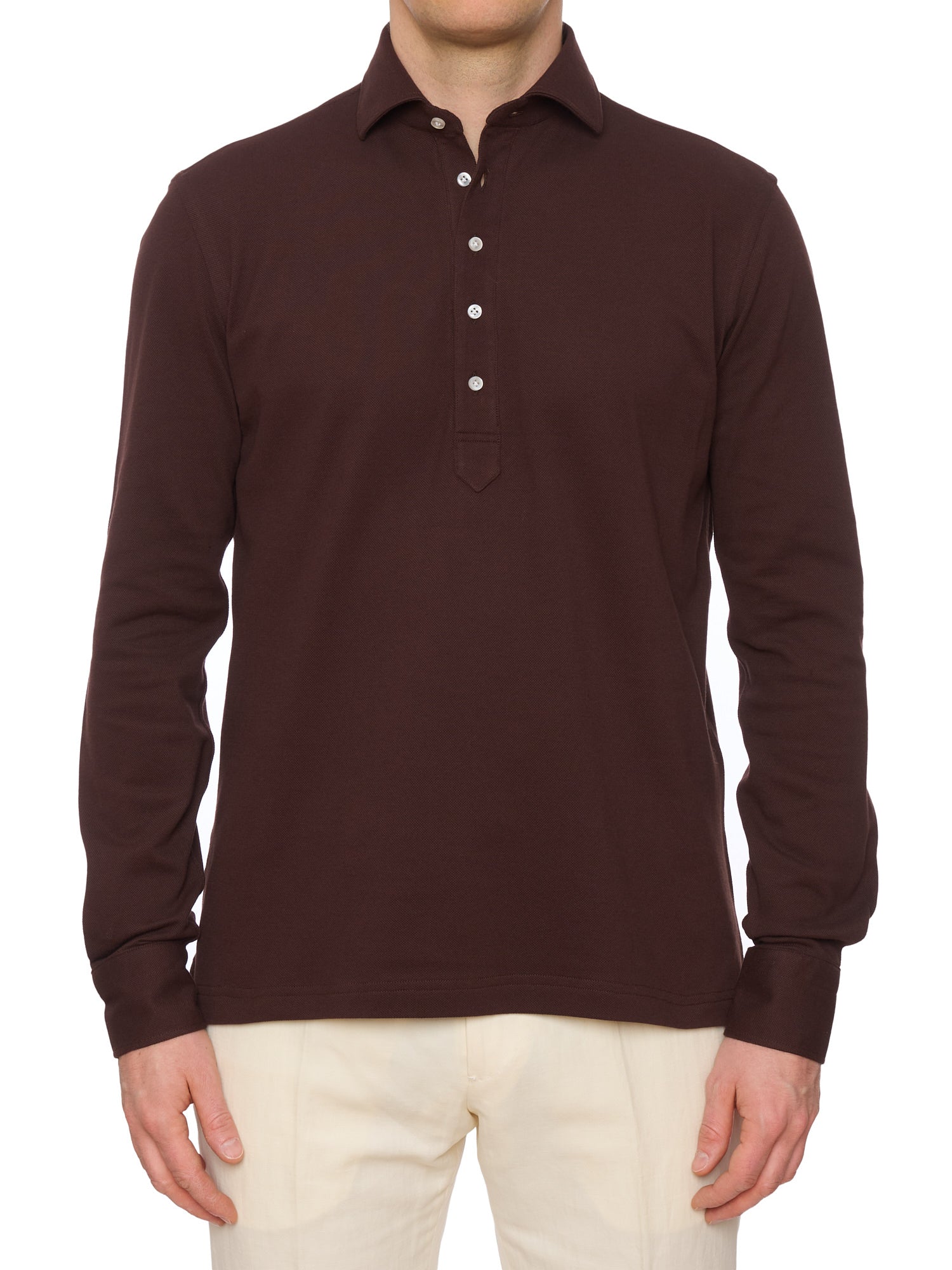 SARTORIO Napoli by KITON Brown Cotton Pique Polo Shirt NEW