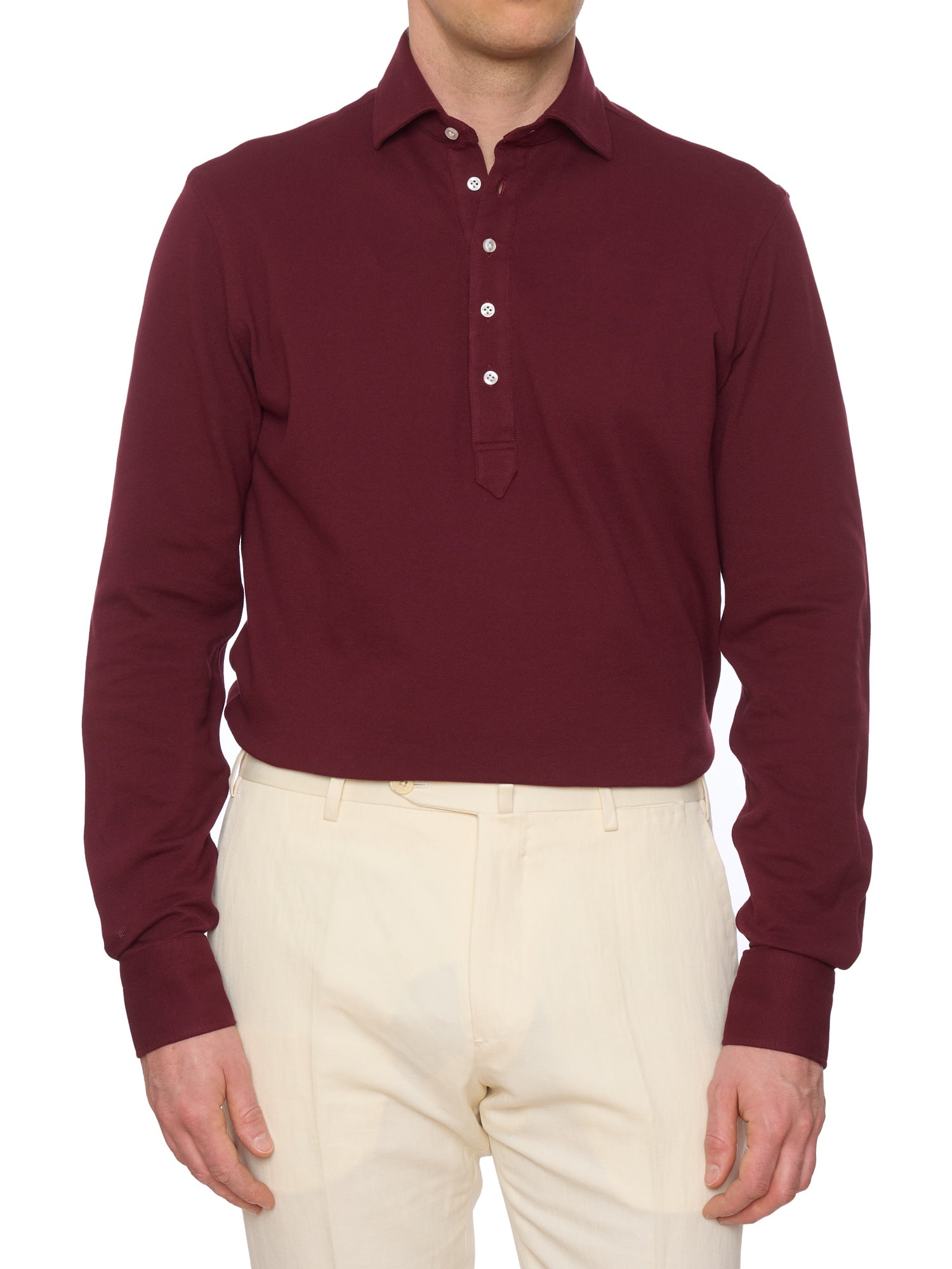 SARTORIO Napoli by KITON Burgundy Cotton Pique Polo Shirt NEW