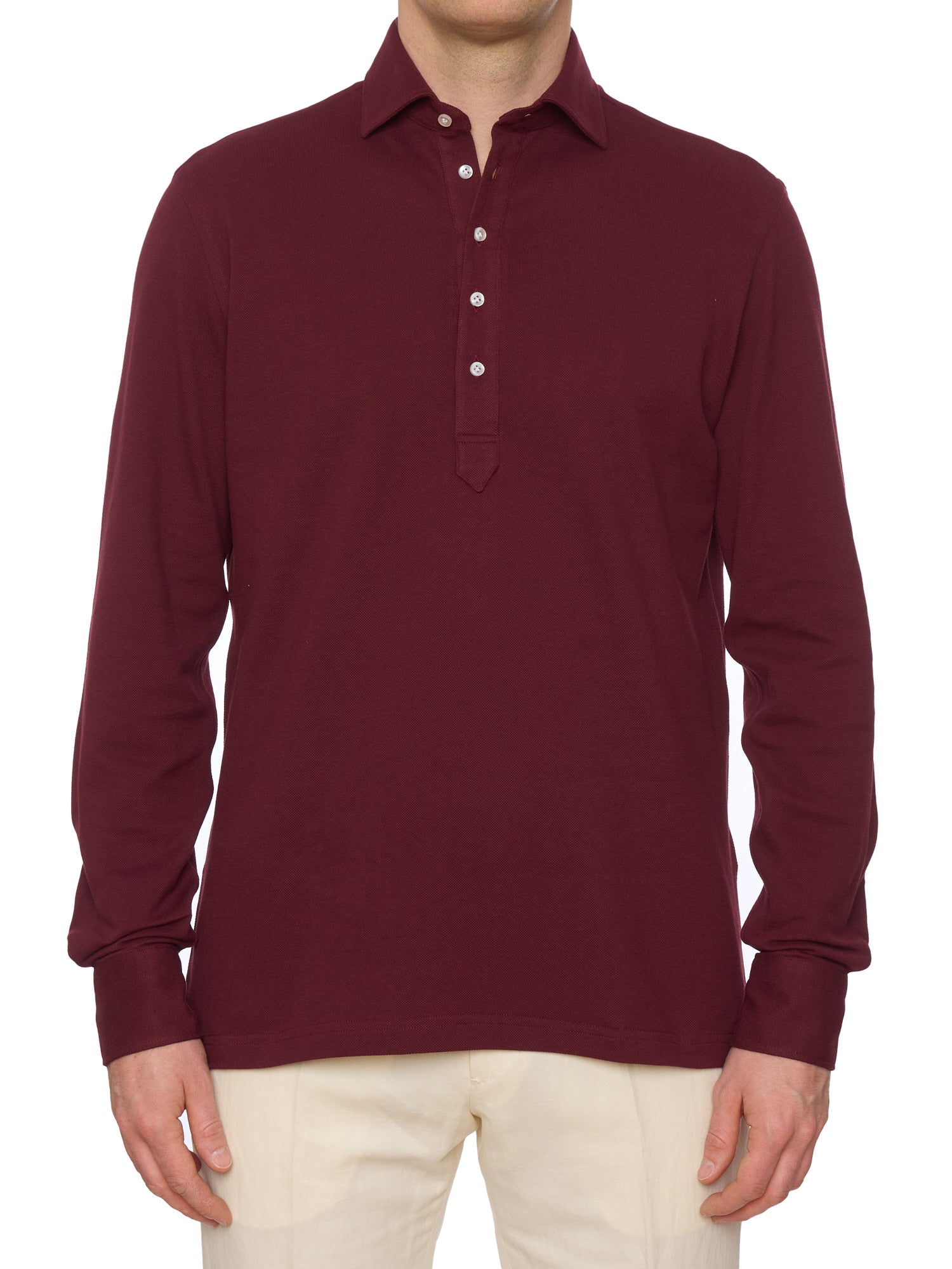 SARTORIO Napoli by KITON Burgundy Cotton Pique Polo Shirt NEW