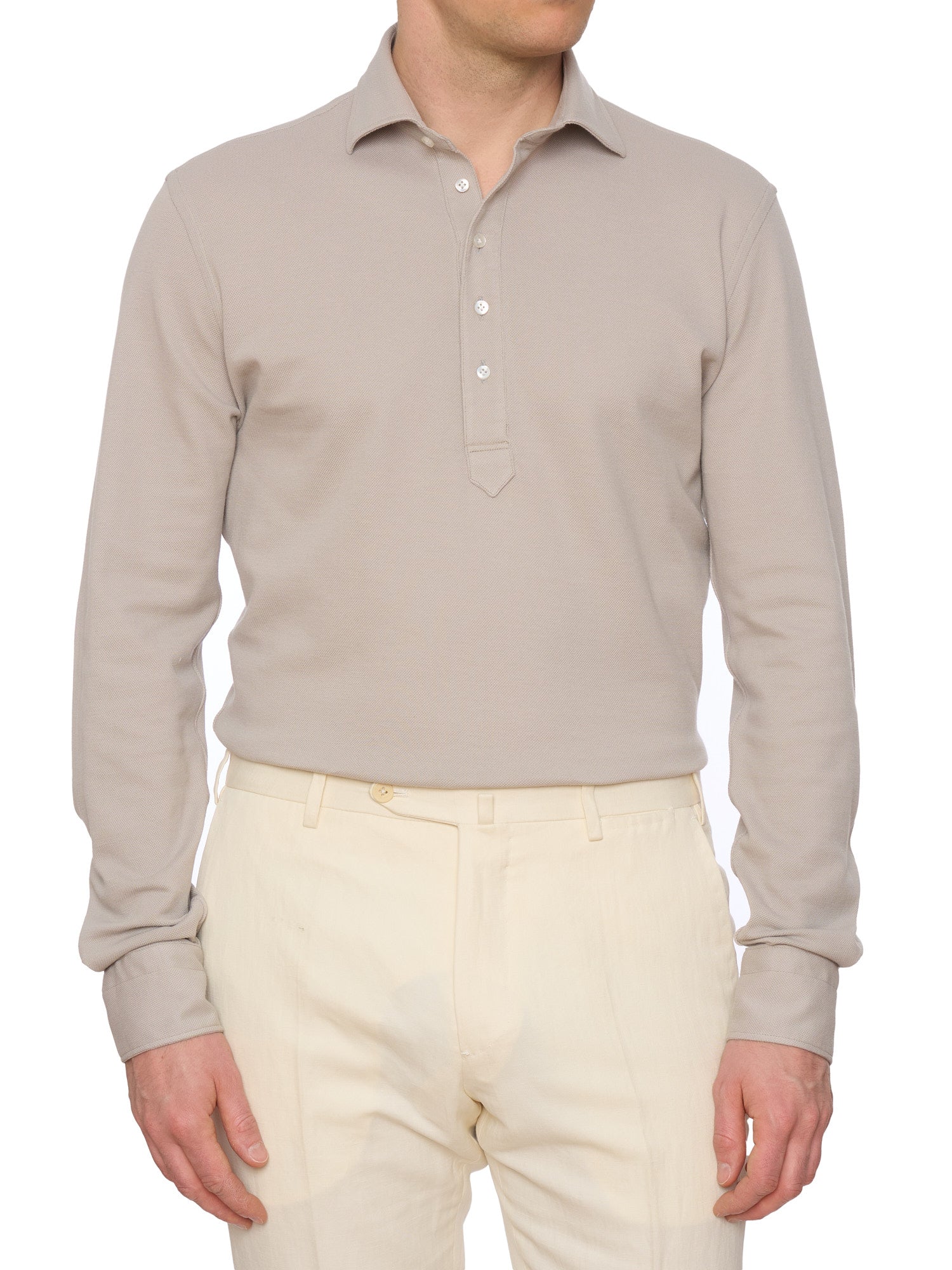SARTORIO Napoli by KITON Beige Cotton Pique Polo Shirt NEW