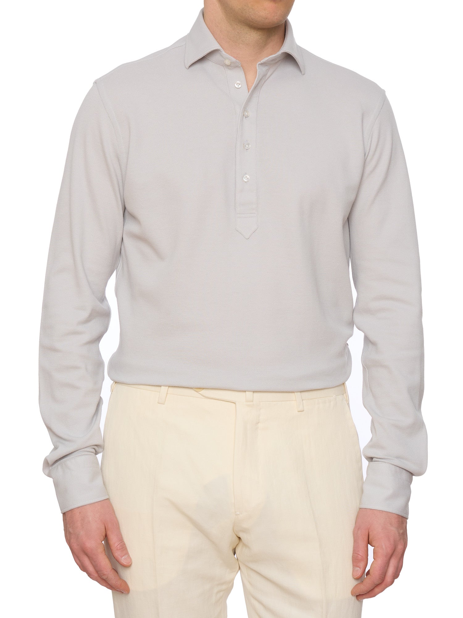 SARTORIO Napoli by KITON Gray Cotton Pique Polo Shirt NEW