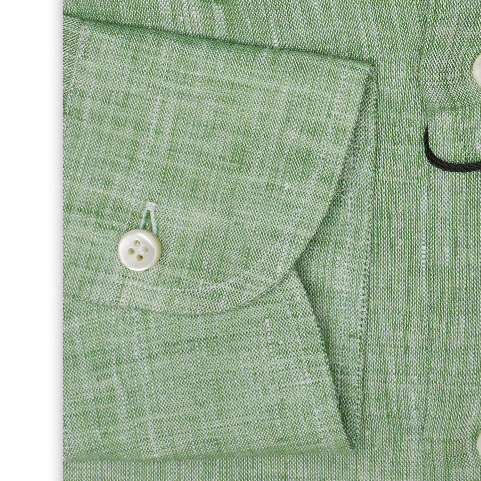 SARTORIO Napoli by KITON Green Linen Button-Down Casual Shirt NEW SARTORIO