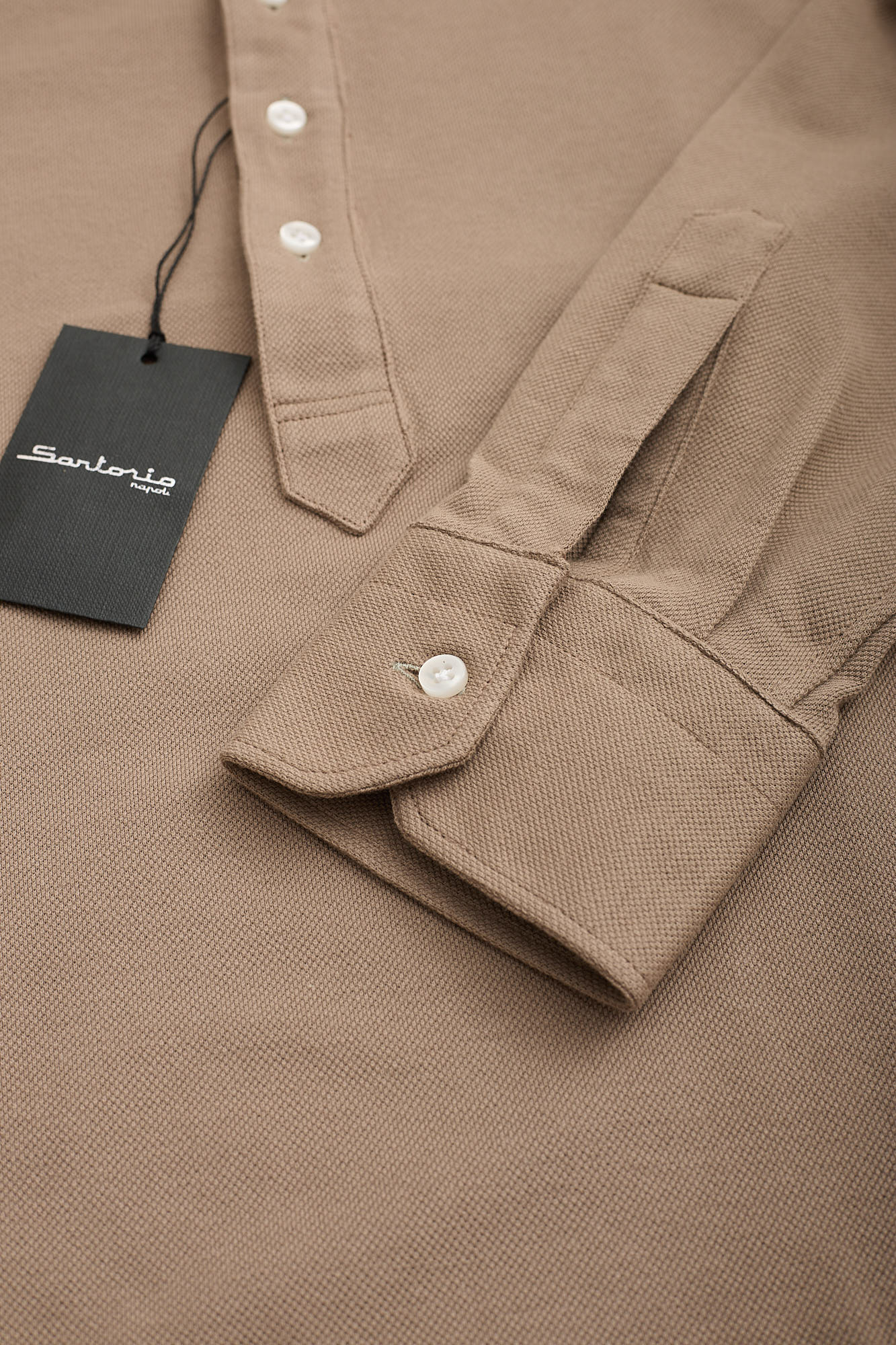 SARTORIO Napoli by KITON Light Brown Cotton Pique Polo Shirt NEW