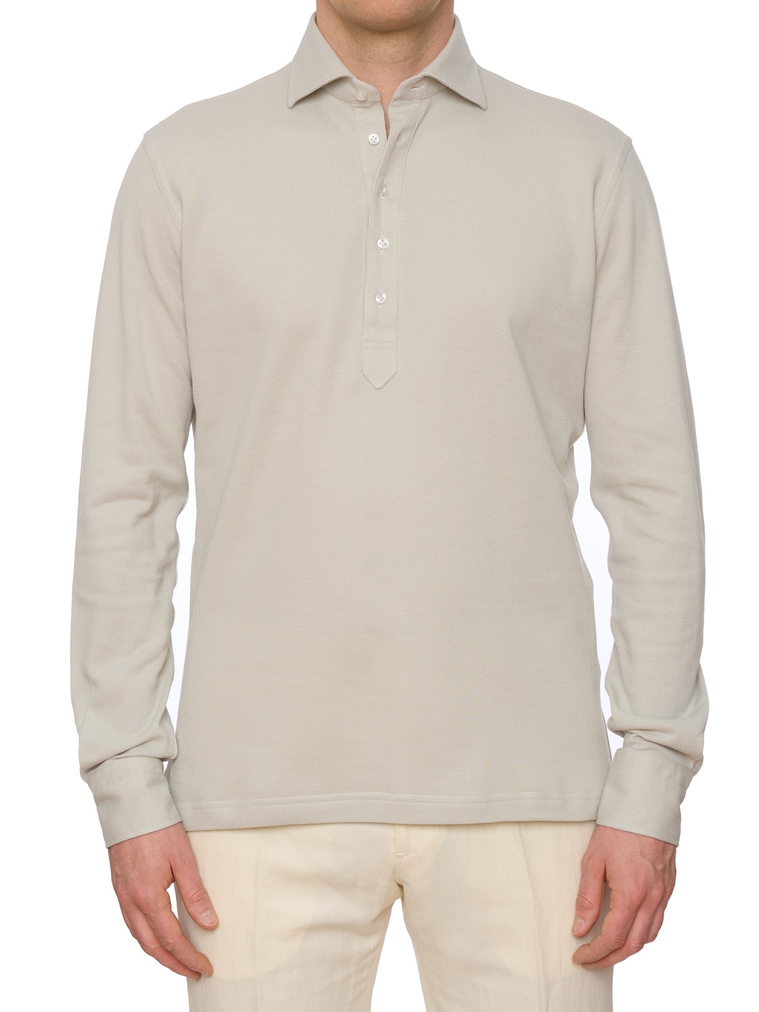 SARTORIO Napoli by KITON Light Gray Cotton Pique Polo Shirt NEW