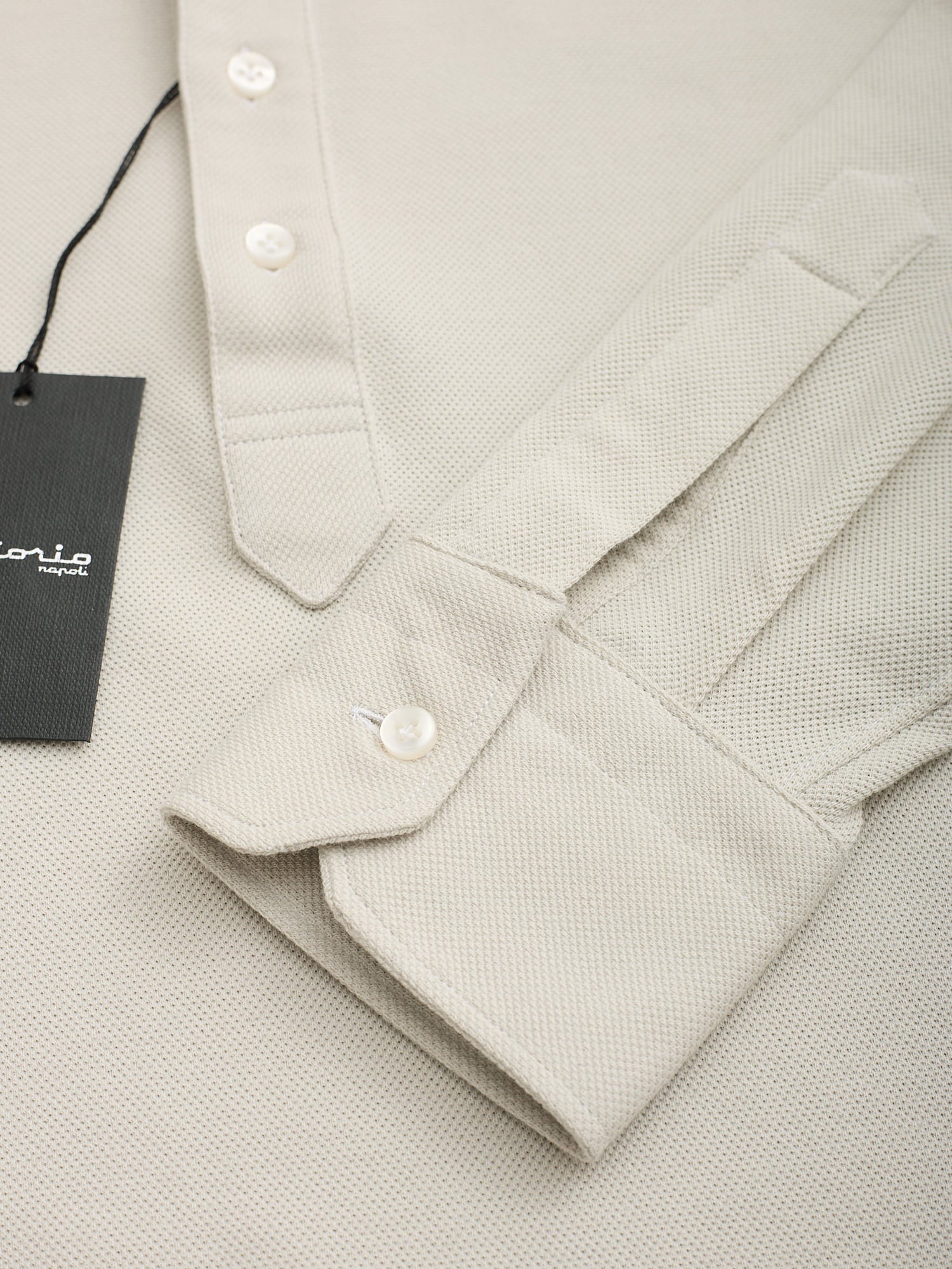 SARTORIO Napoli by KITON Light Gray Cotton Pique Polo Shirt NEW