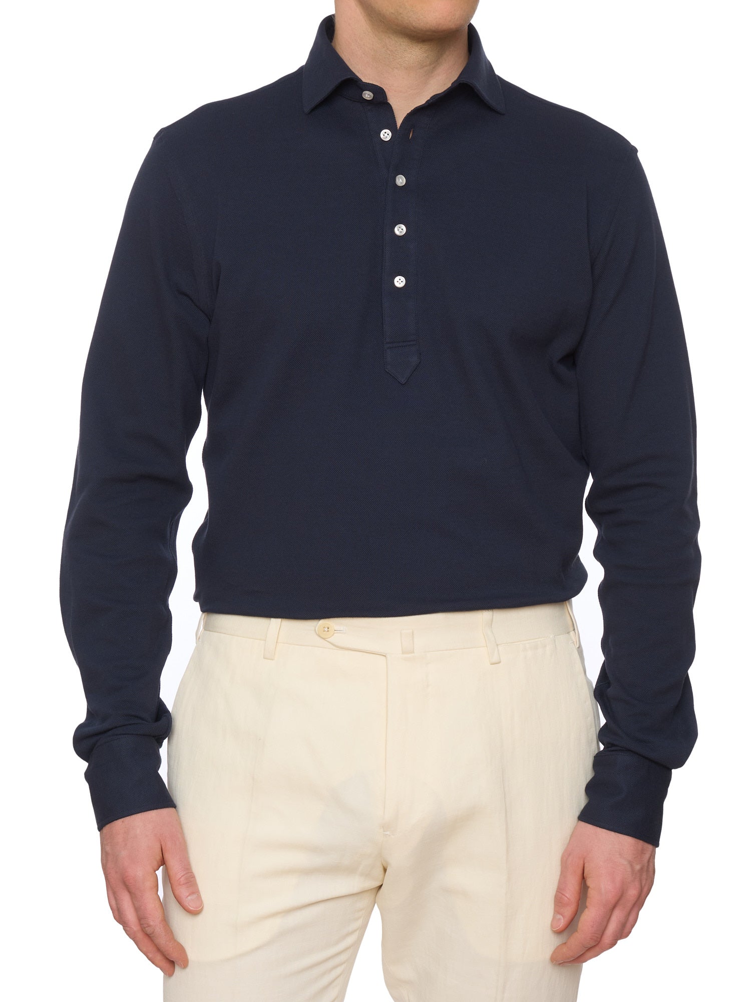 SARTORIO Napoli by KITON Navy Blue Cotton Pique Polo Shirt NEW