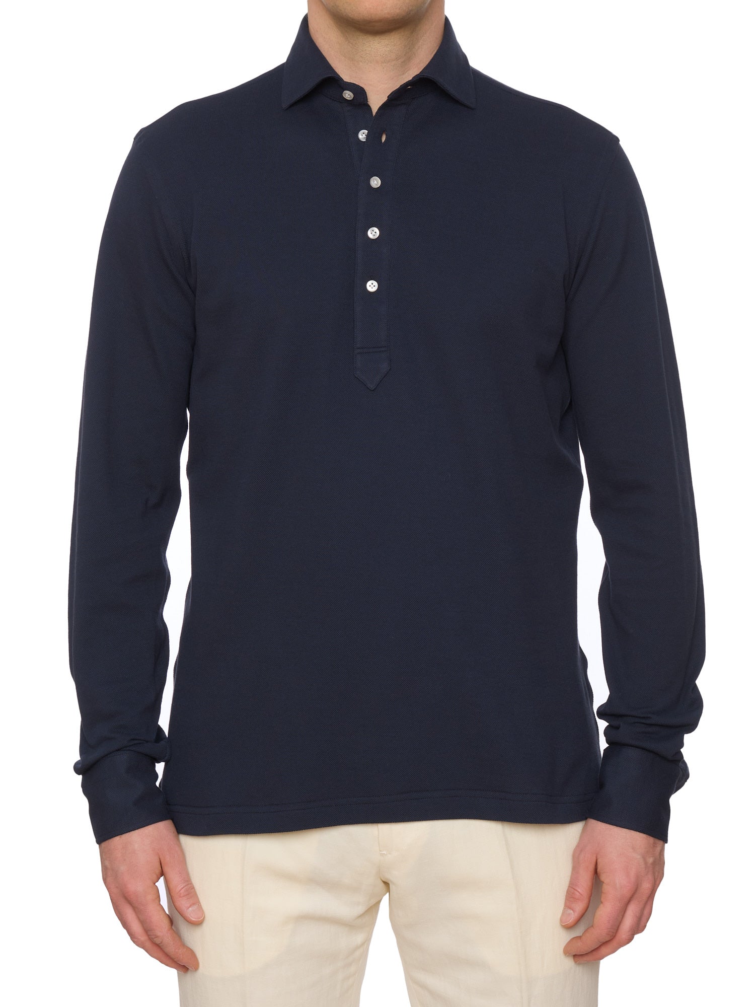 SARTORIO Napoli by KITON Navy Blue Cotton Pique Polo Shirt NEW