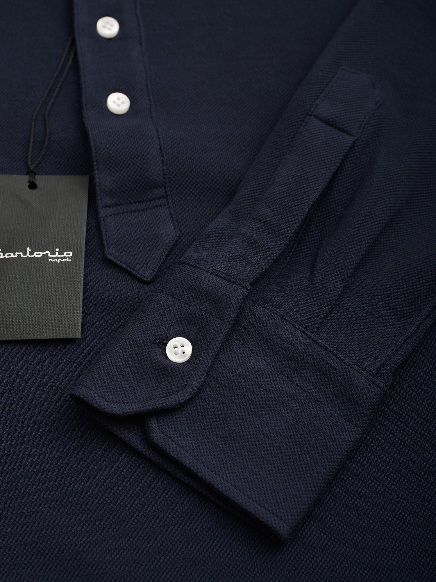 SARTORIO Napoli by KITON Navy Blue Cotton Pique Polo Shirt NEW