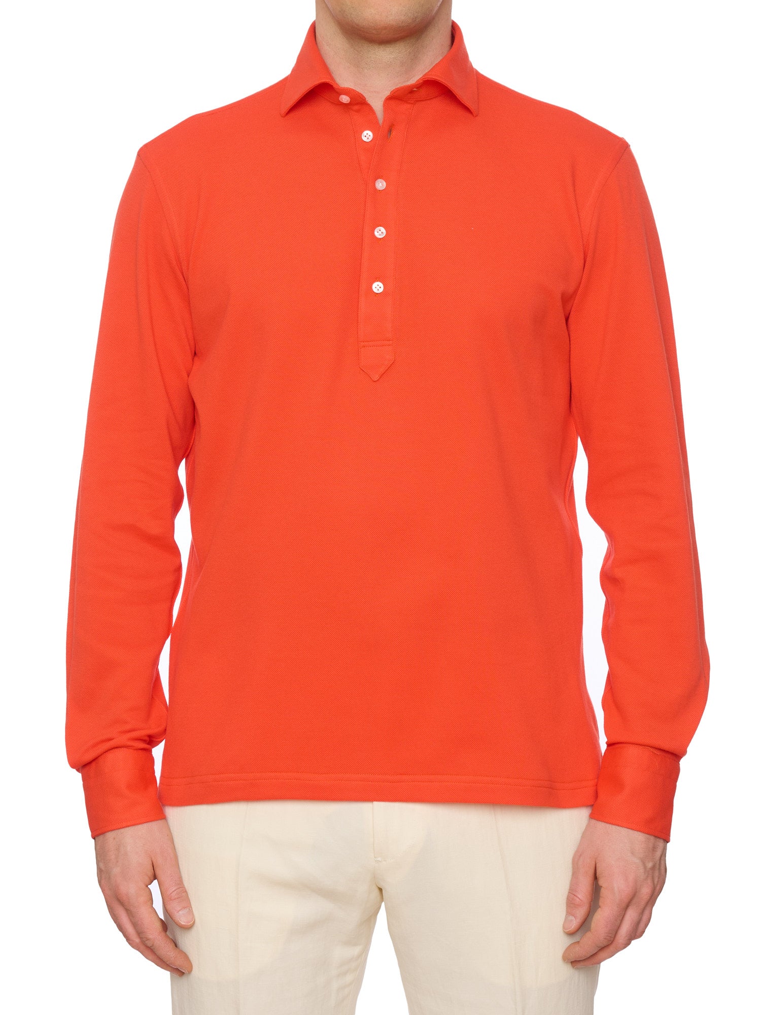 SARTORIO Napoli by KITON Orange Cotton Pique Polo Shirt NEW