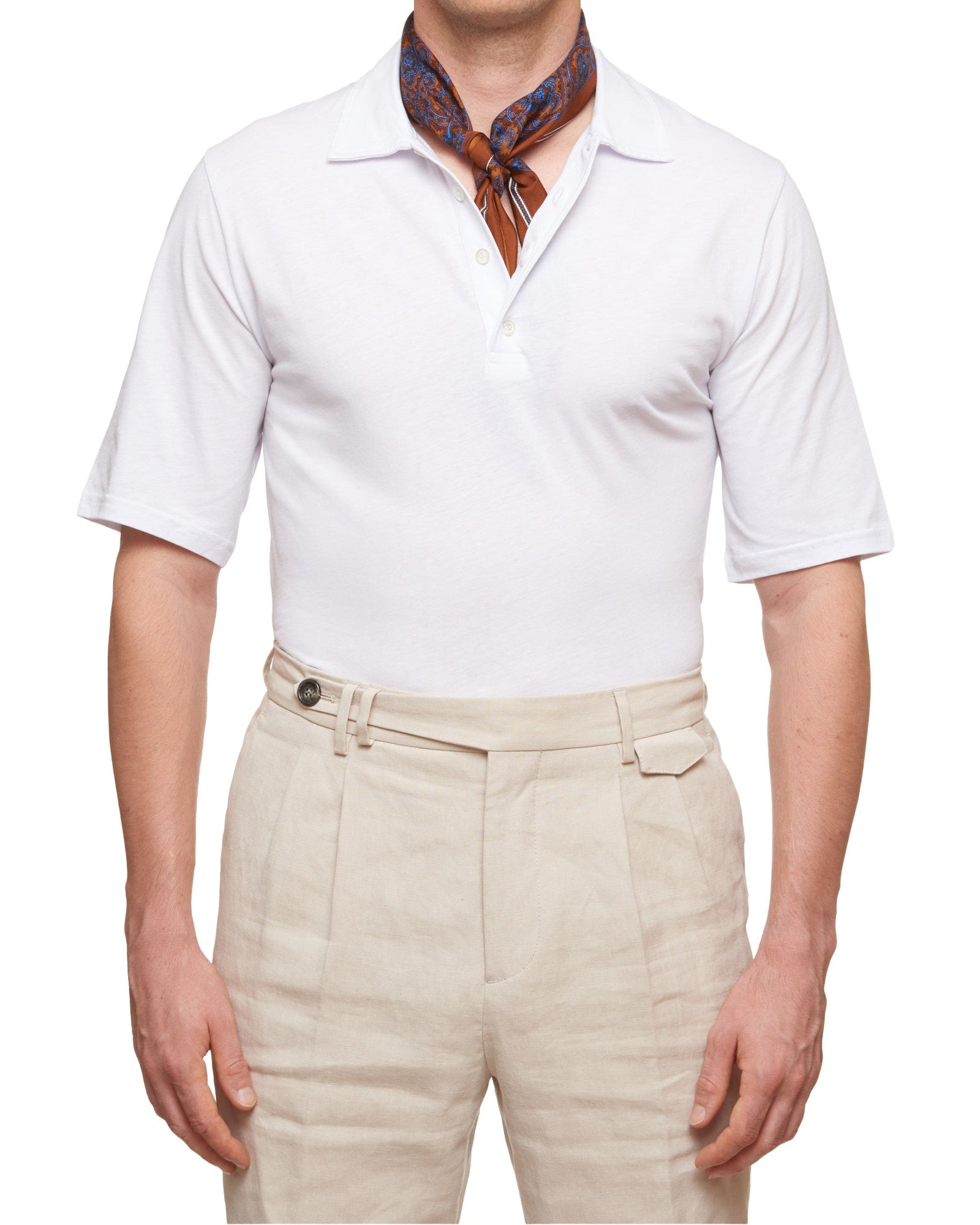 SARTORIO Napoli by KITON White Cotton Jersey Short Sleeve Polo Shirt NEW SARTORIO