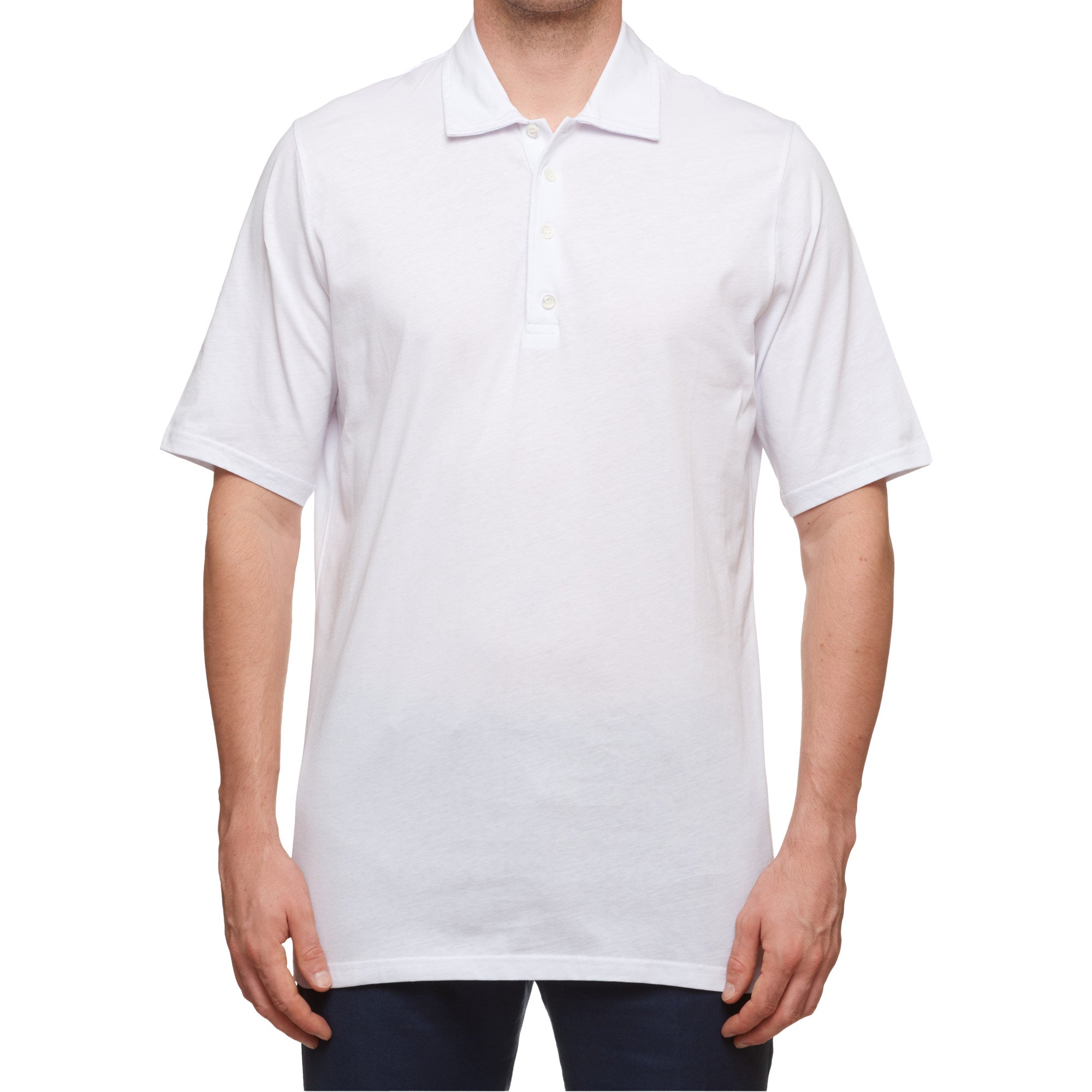 SARTORIO Napoli by KITON White Cotton Jersey Short Sleeve Polo Shirt NEW SARTORIO