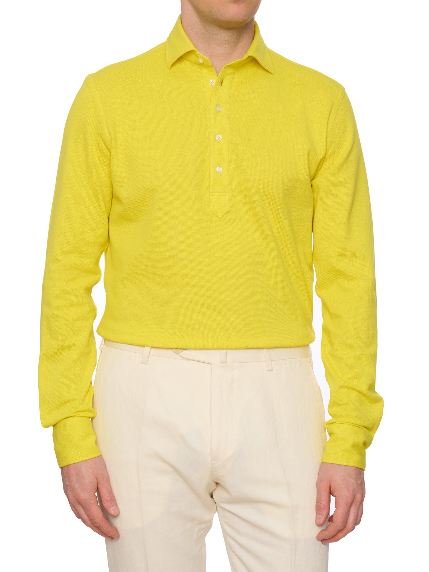 SARTORIO Napoli by KITON Yellow Cotton Pique Polo Shirt NEW