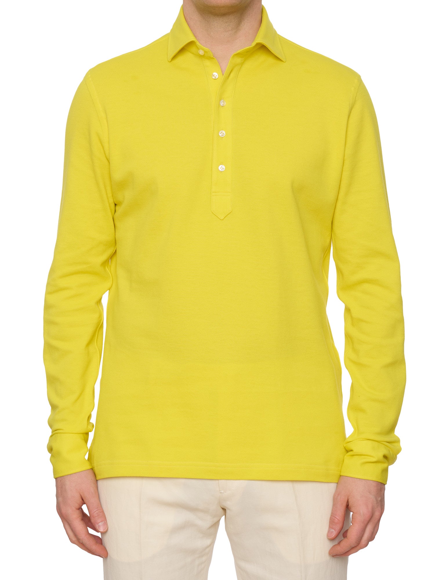 SARTORIO Napoli by KITON Yellow Cotton Pique Polo Shirt NEW