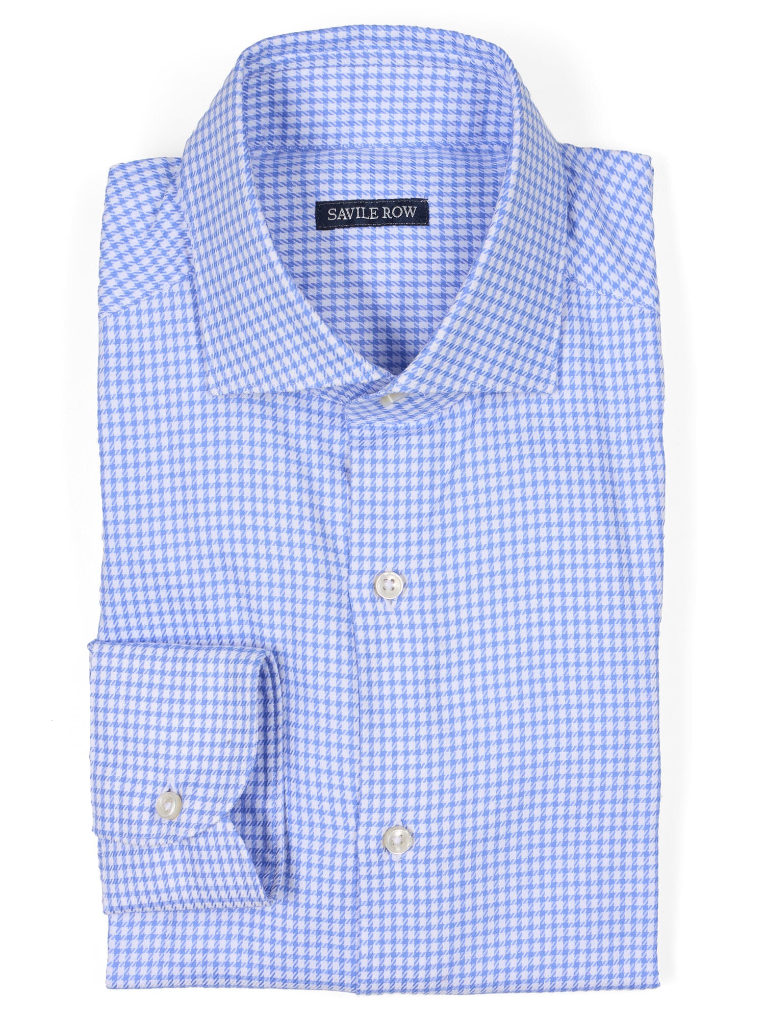 SAVILE ROW Blue Shepard's Check Cotton Dress Shirt EU 39 NEW US 15.5 Slim Fit