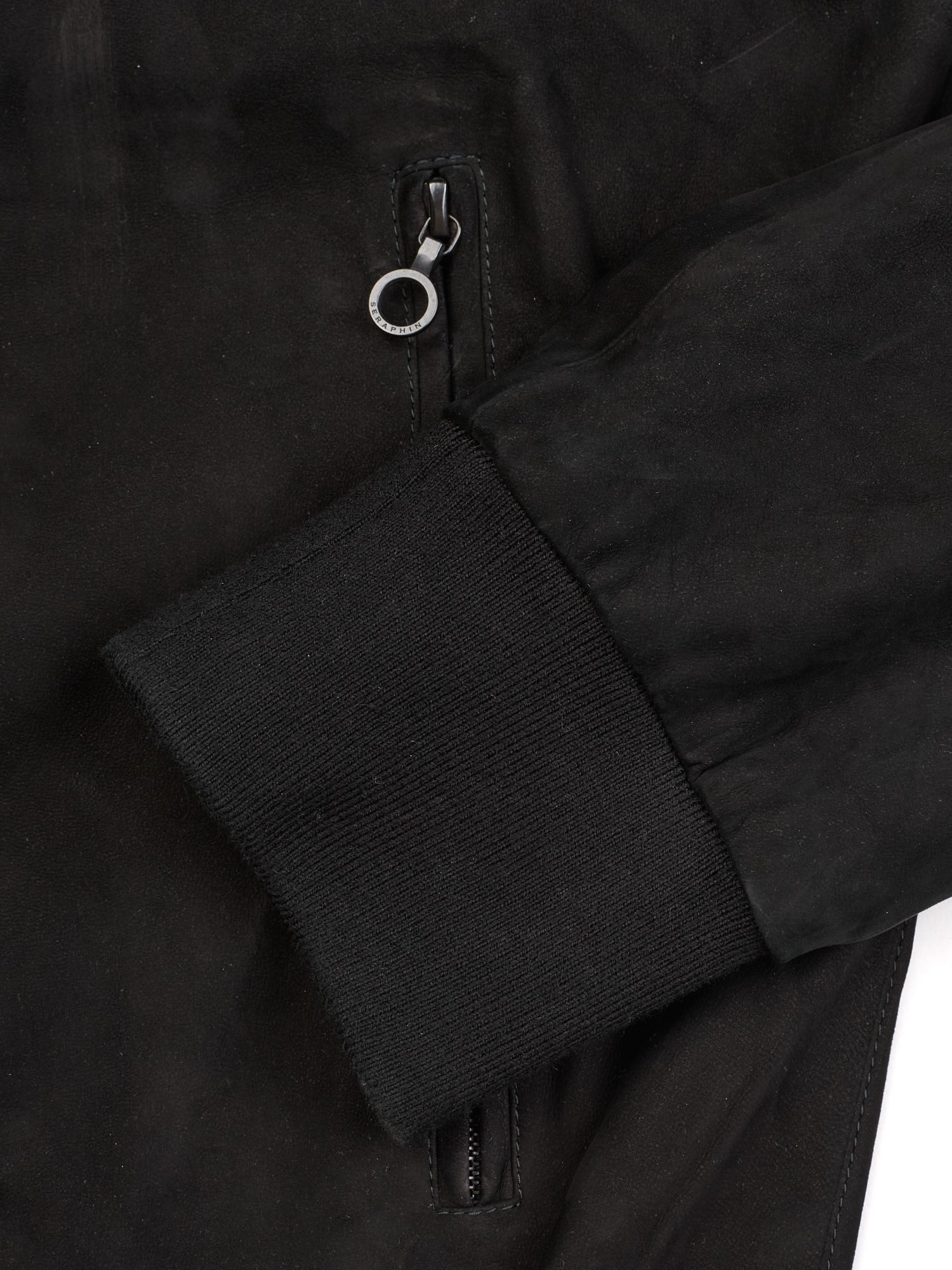 SERAPHIN Black Goat Suede Leather Cardigan Jacket Blouson