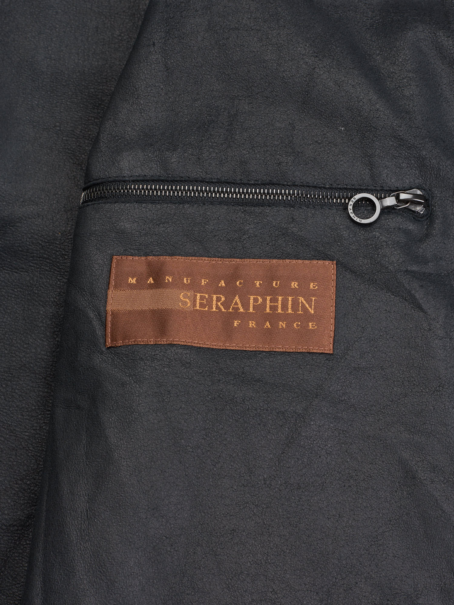 SERAPHIN Black Goat Suede Leather Cardigan Jacket Blouson