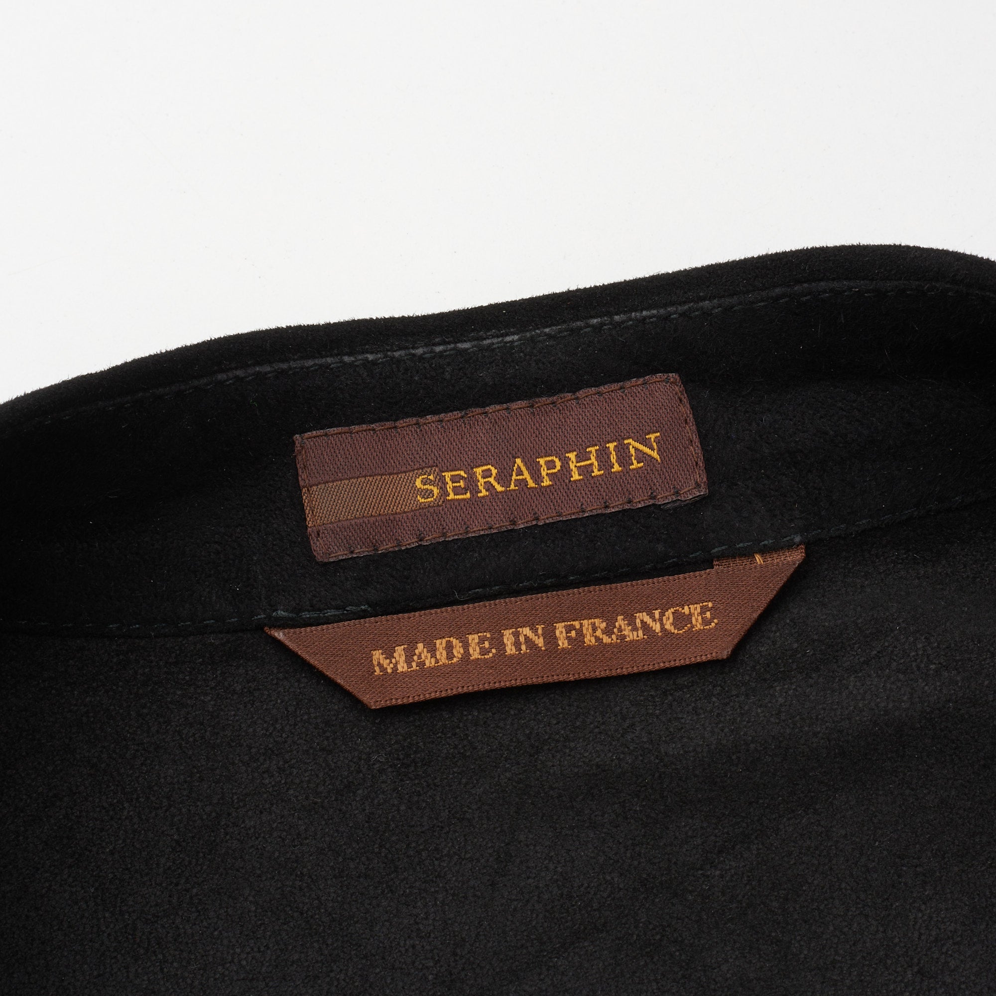 SERAPHIN Black Goat Suede Leather Shirt Jacket with Crocodile Pocket FR 50 US M NEW SERAPHIN