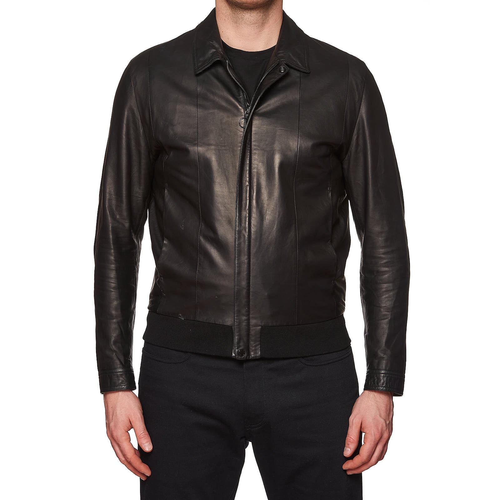 SERAPHIN Black Lamb Leather Fully Lined Bomber Jacket FR 50 US M SERAPHIN