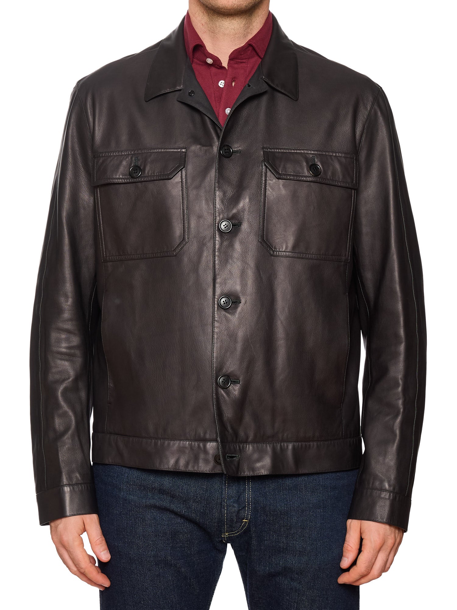 SERAPHIN Black Lamb Leather Unlined Trucker Jacket NEW