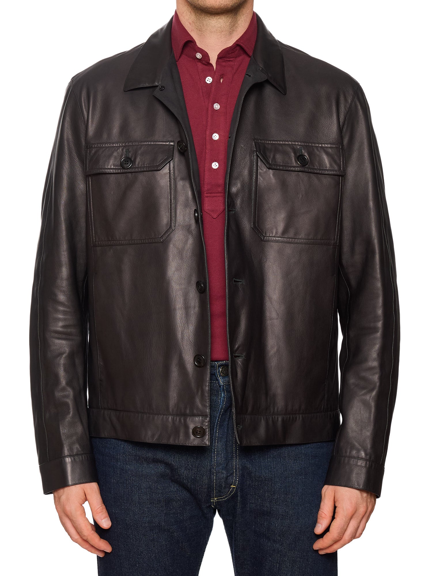 SERAPHIN Black Lamb Leather Unlined Trucker Jacket NEW