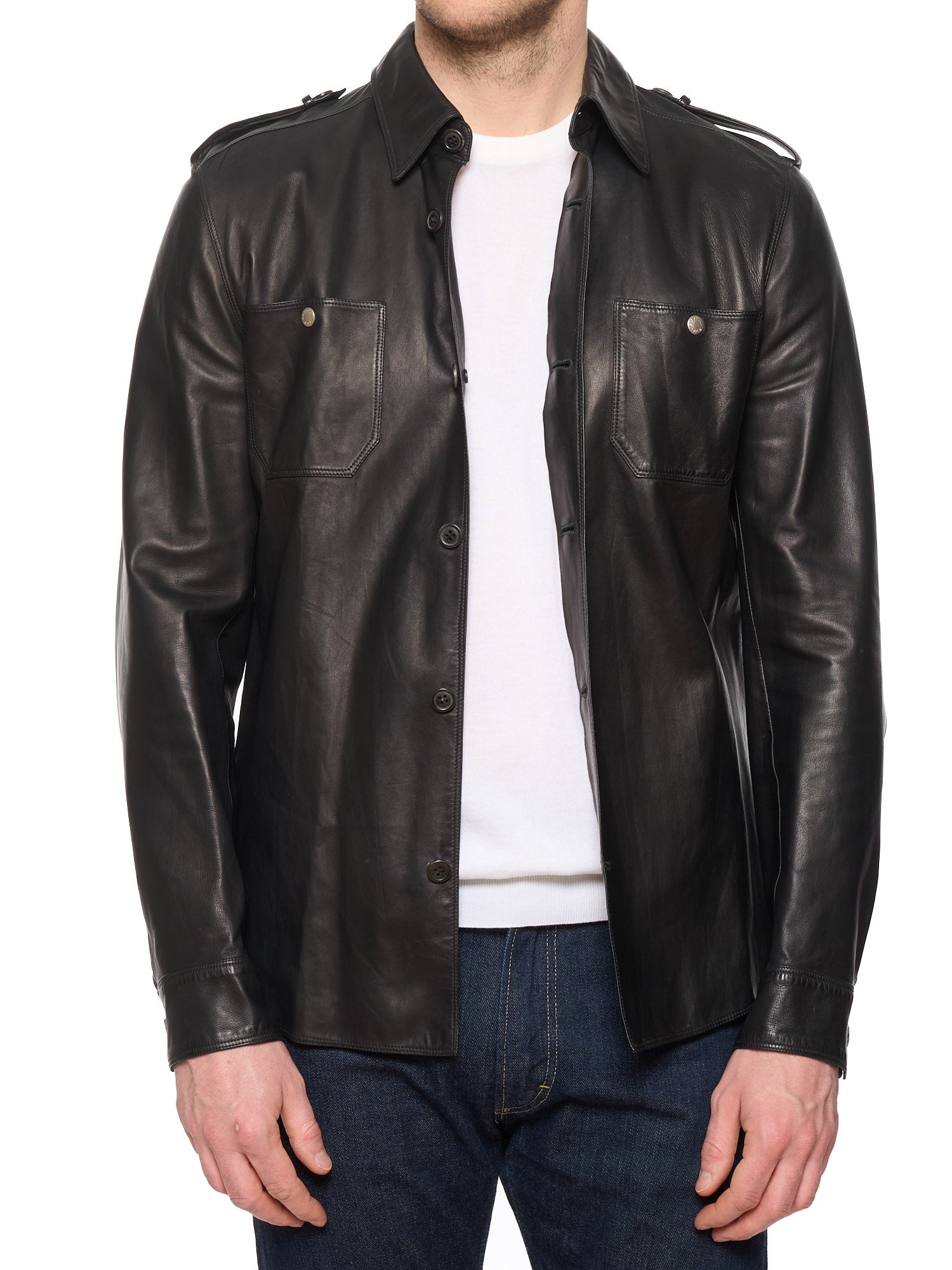 SERAPHIN France Black Leather Blouson Overshirt Jacket
