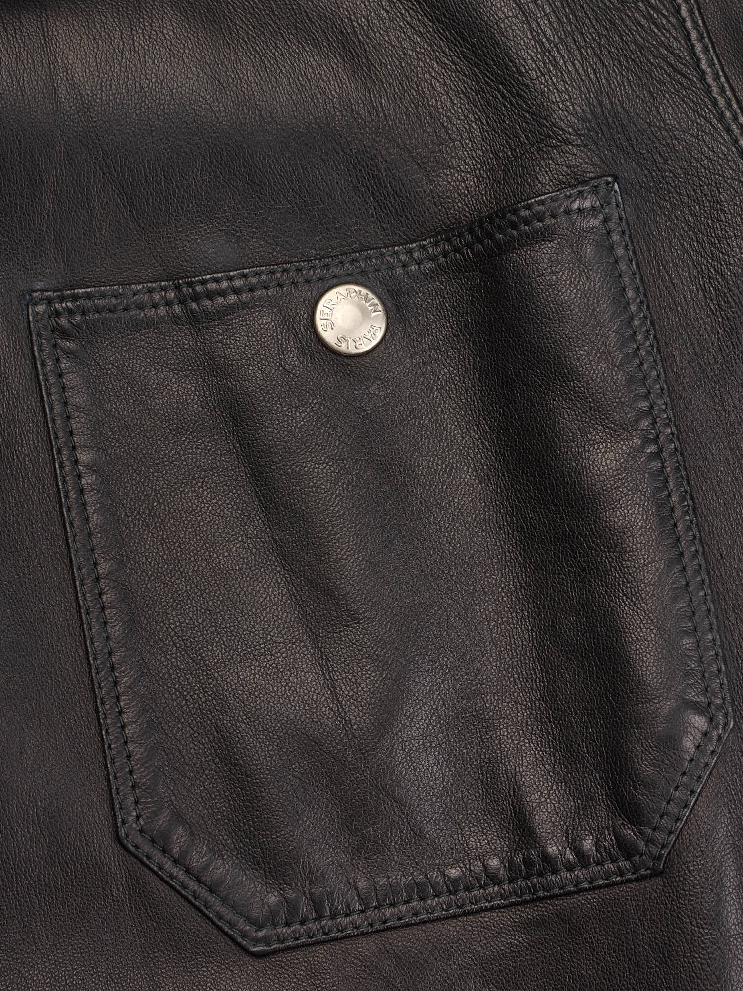 SERAPHIN France Black Leather Blouson Overshirt Jacket
