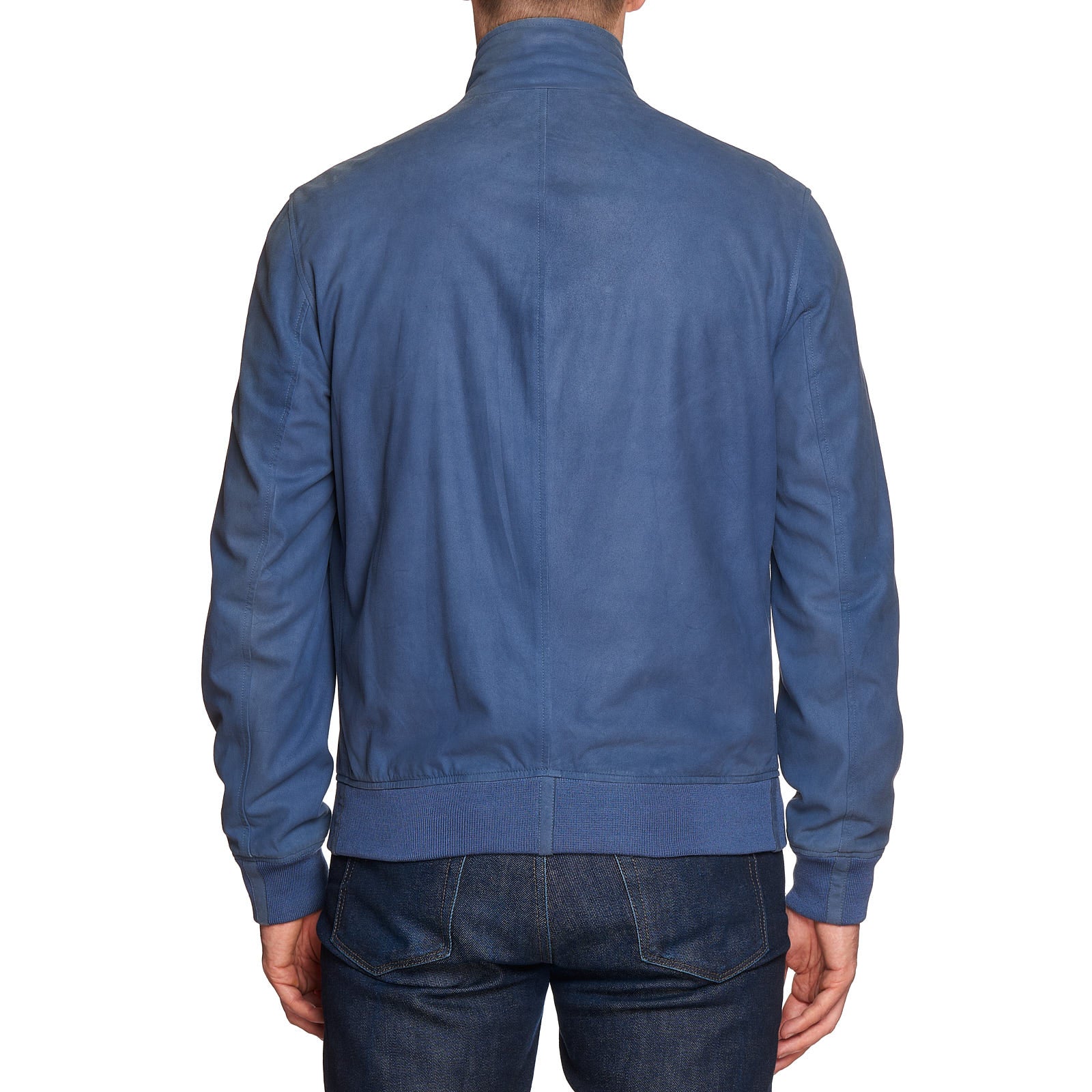 SERAPHIN Blue Goat Suede Leather Silk Lined Bomber Jacket FR 50 US M SERAPHIN