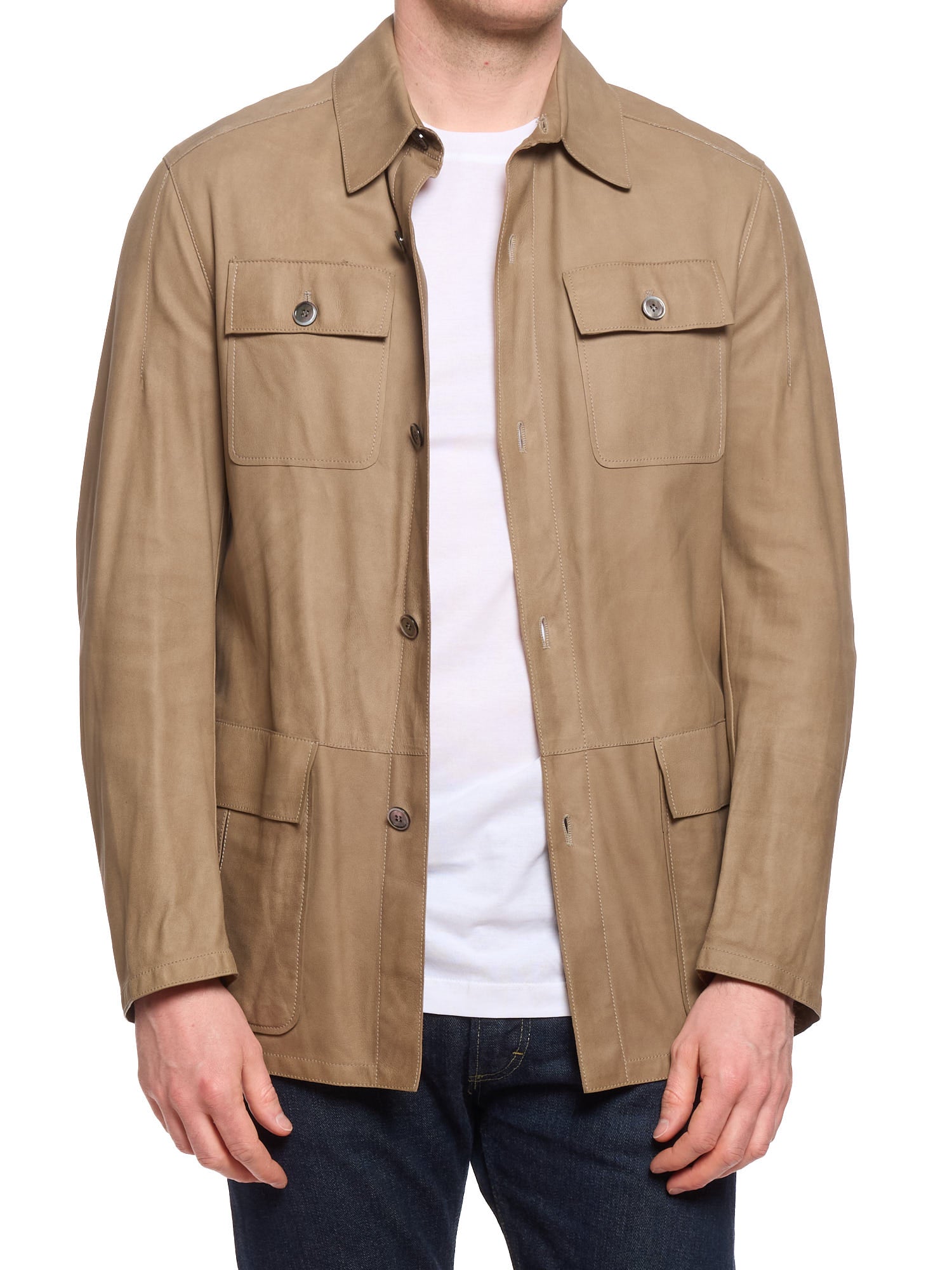 SERAPHIN Tan Goat Suede Leather Unlined Field Jacket