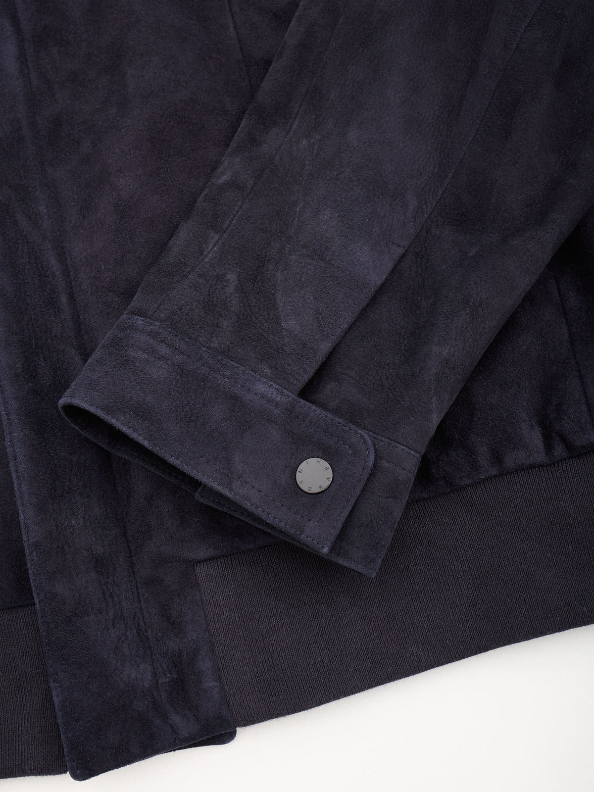 SERAPHIN France Navy Blue Deer Suede Leather Silk Lined Jacket