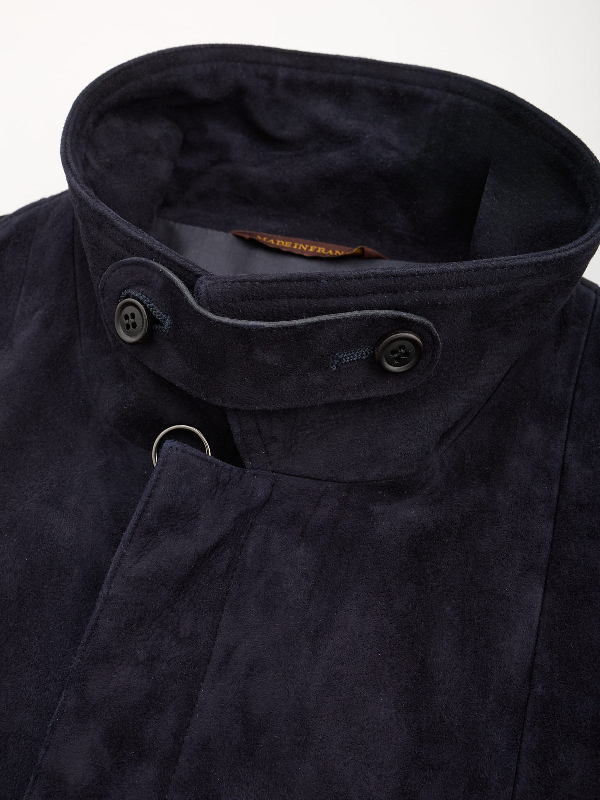 SERAPHIN France Navy Blue Deer Suede Leather Silk Lined Jacket