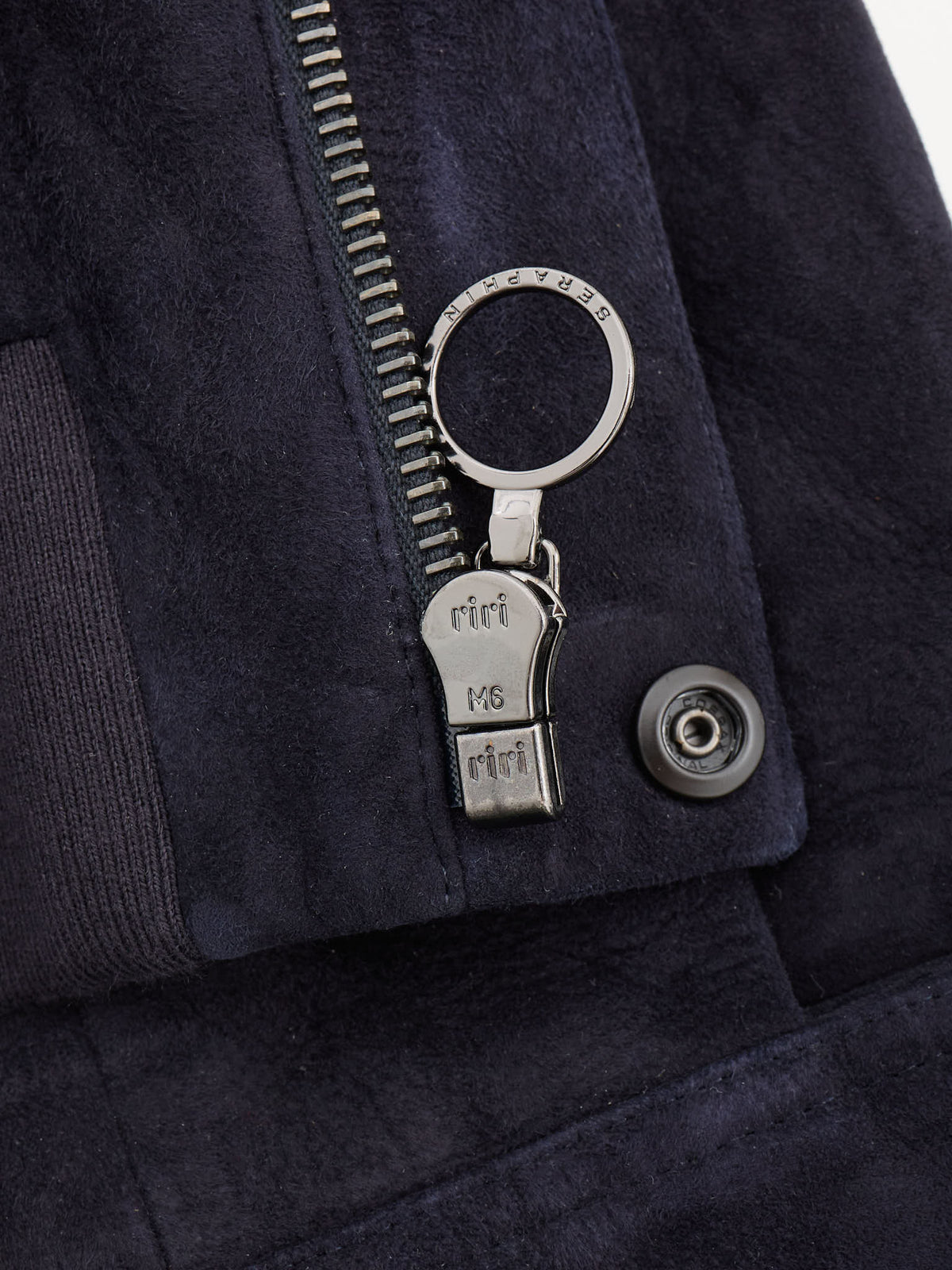 SERAPHIN France Navy Blue Deer Suede Leather Silk Lined Jacket