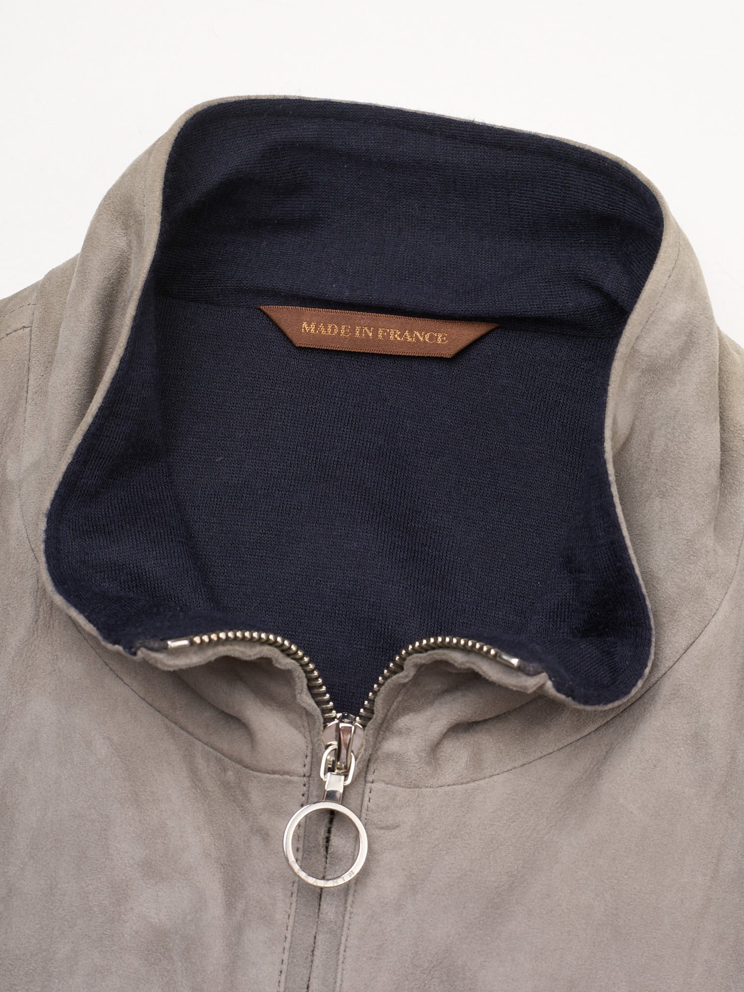 SERAPHIN Gray Goat Skin Leather Loro Piana Cashmere Lined Bomber Jacket FR 50 US L