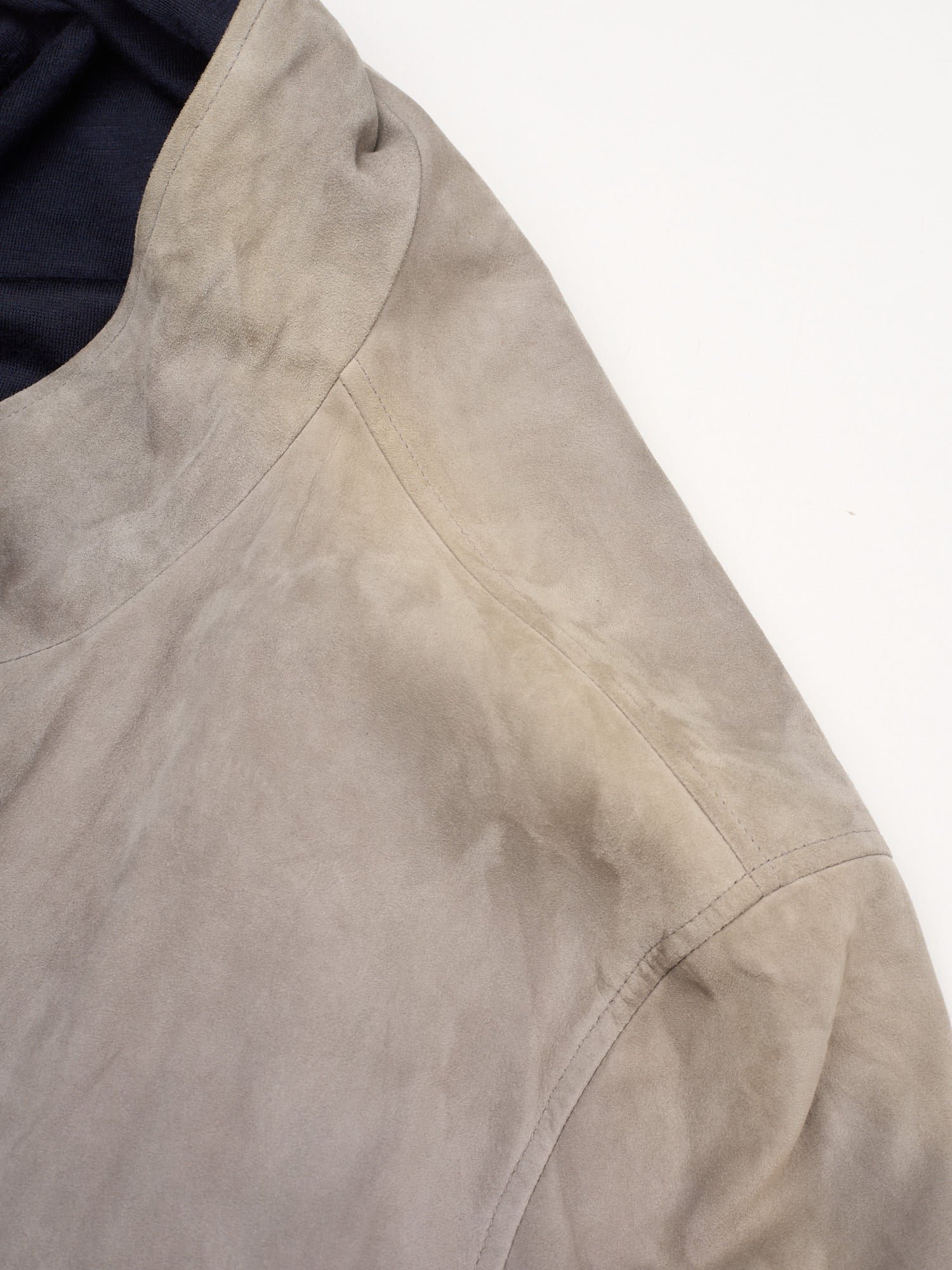 SERAPHIN Gray Goat Skin Leather Loro Piana Cashmere Lined Bomber Jacket FR 50 US L