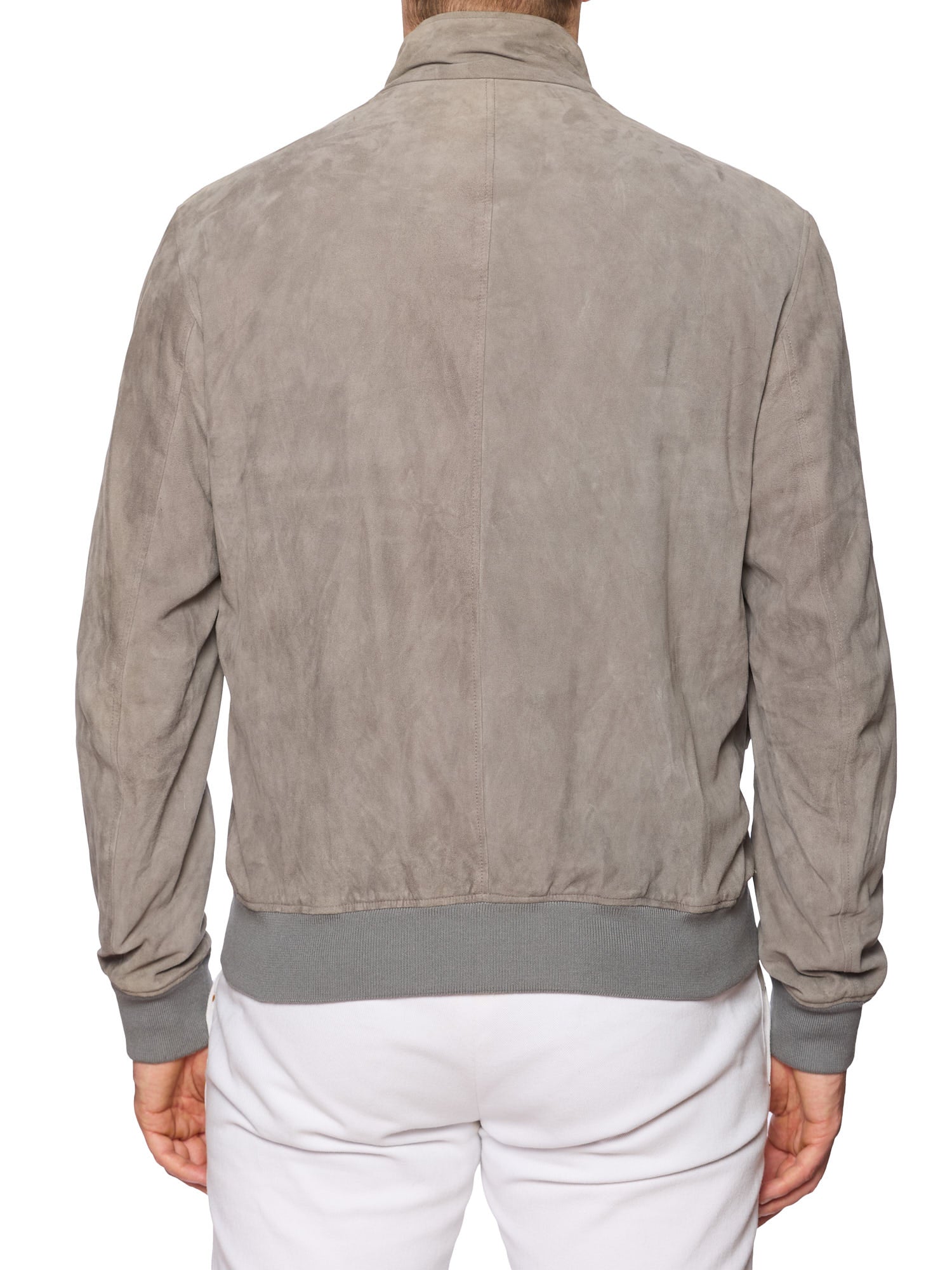 SERAPHIN Gray Goat Skin Leather Loro Piana Cashmere Lined Bomber Jacket FR 50 US L