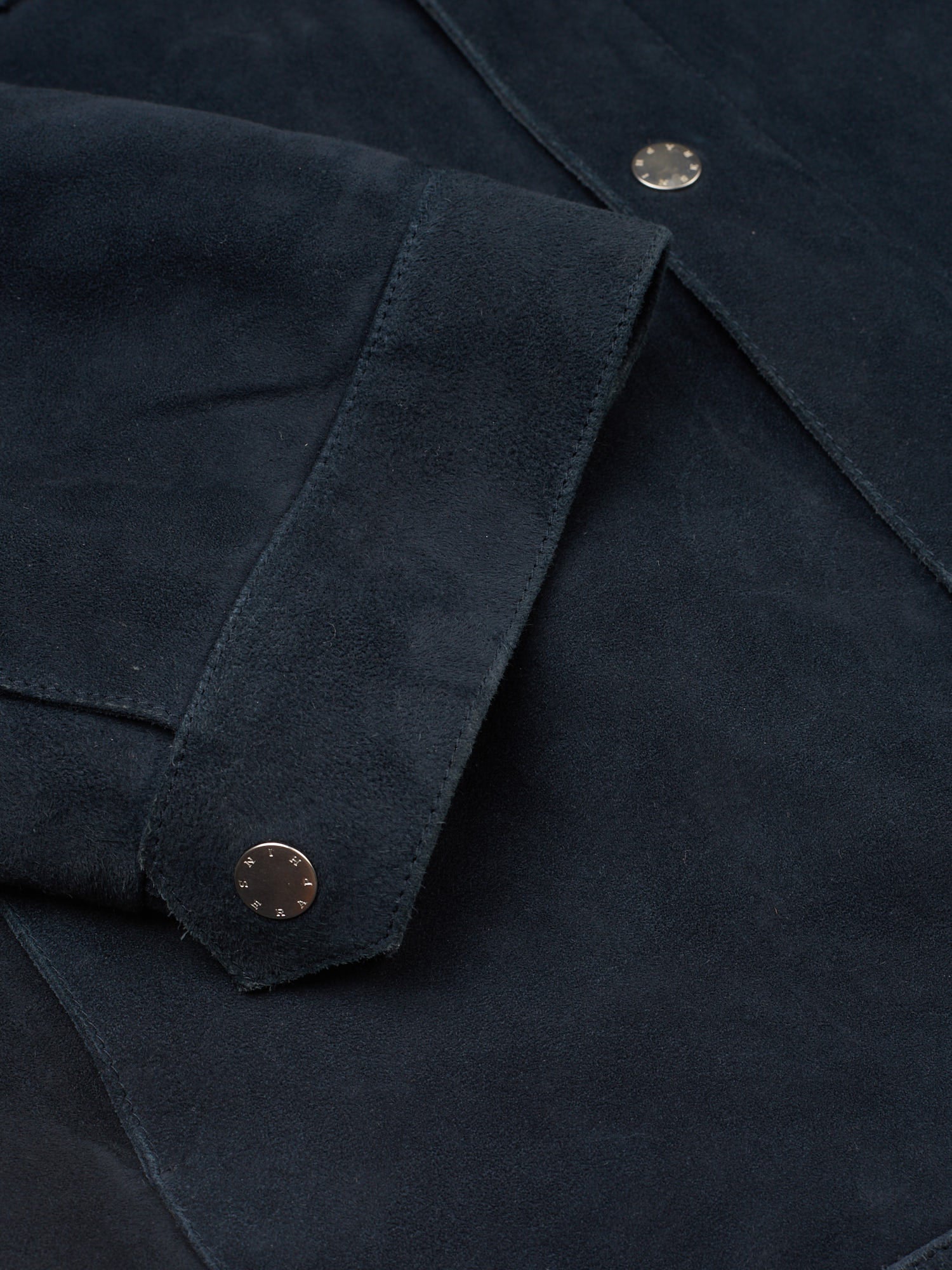 SERAPHIN Navy Blue Lamb Leather Silk Lined Field Jacket FR 50 US M