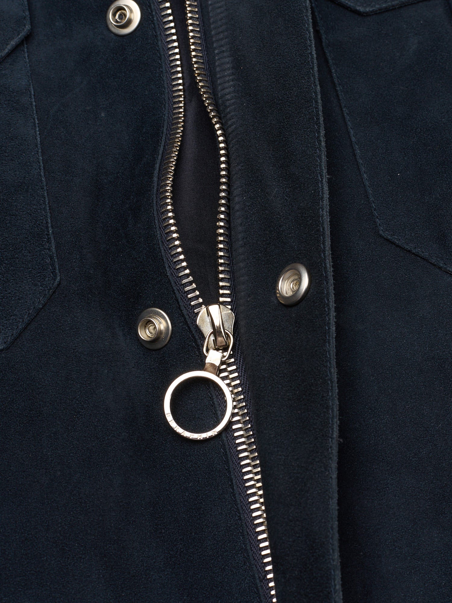 SERAPHIN Navy Blue Lamb Leather Silk Lined Field Jacket FR 50 US M