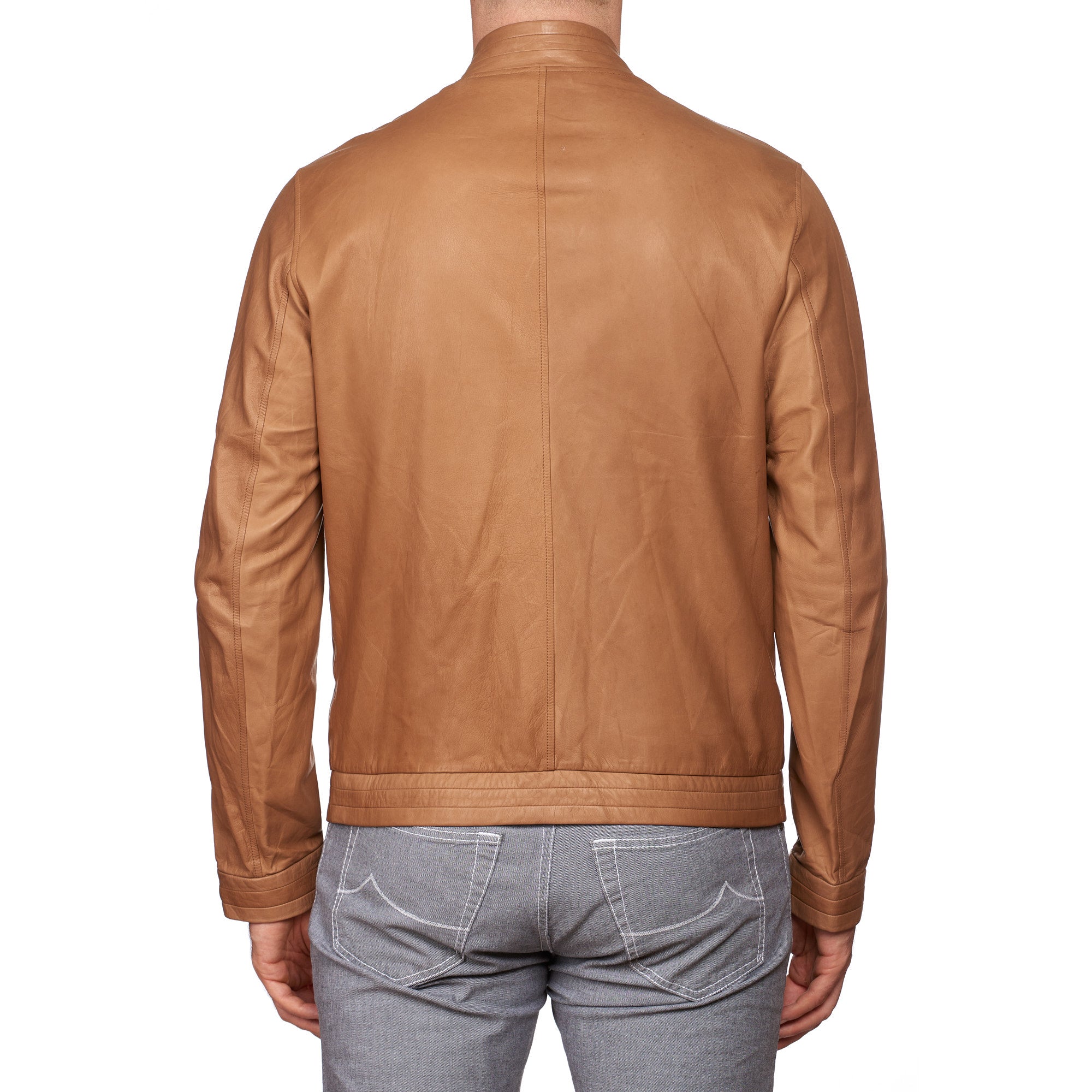 SERAPHIN Tan Lamb Leather Unlined Bomber Flight Jacket FR 50 US M SERAPHIN