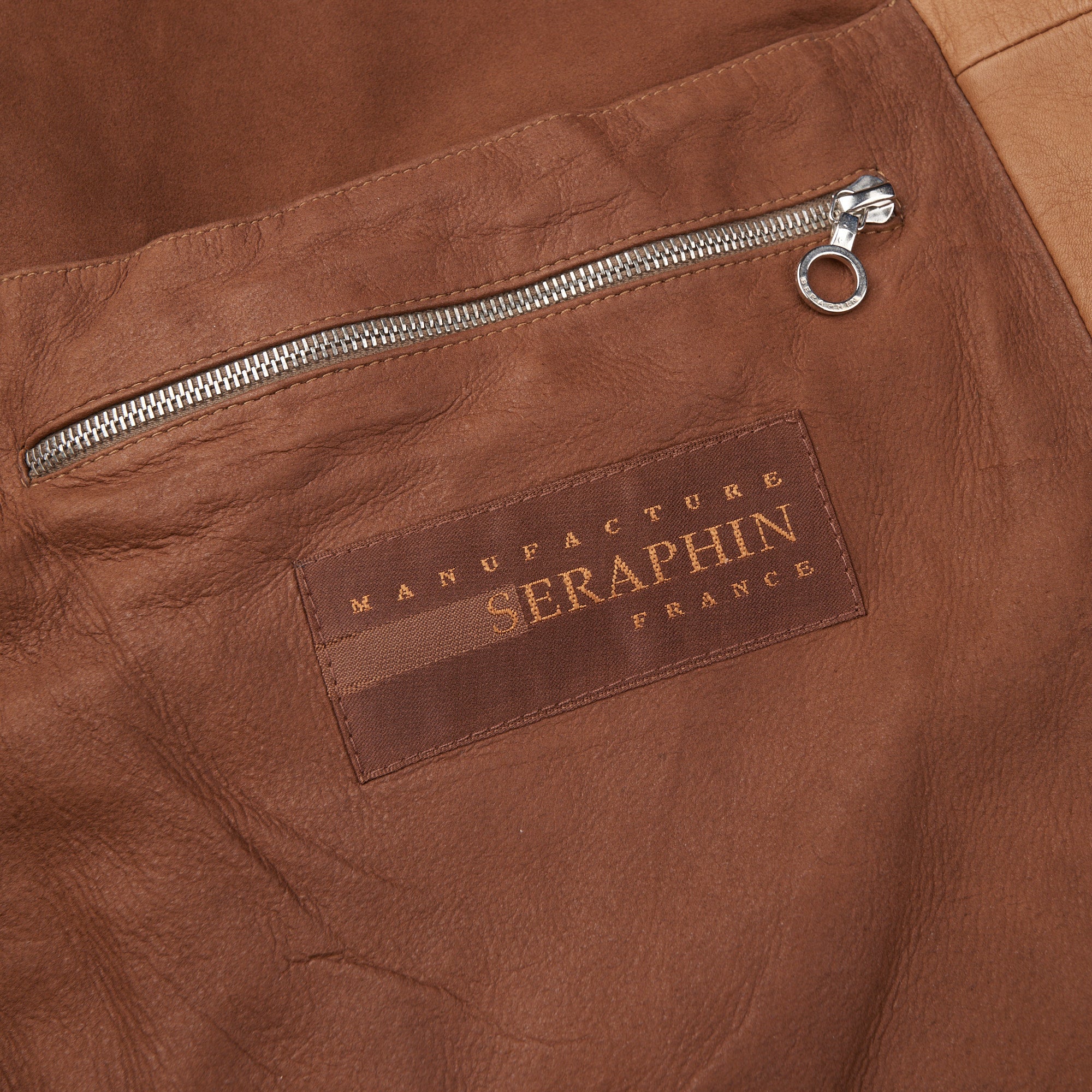 SERAPHIN Tan Lamb Leather Unlined Bomber Flight Jacket FR 50 US M SERAPHIN