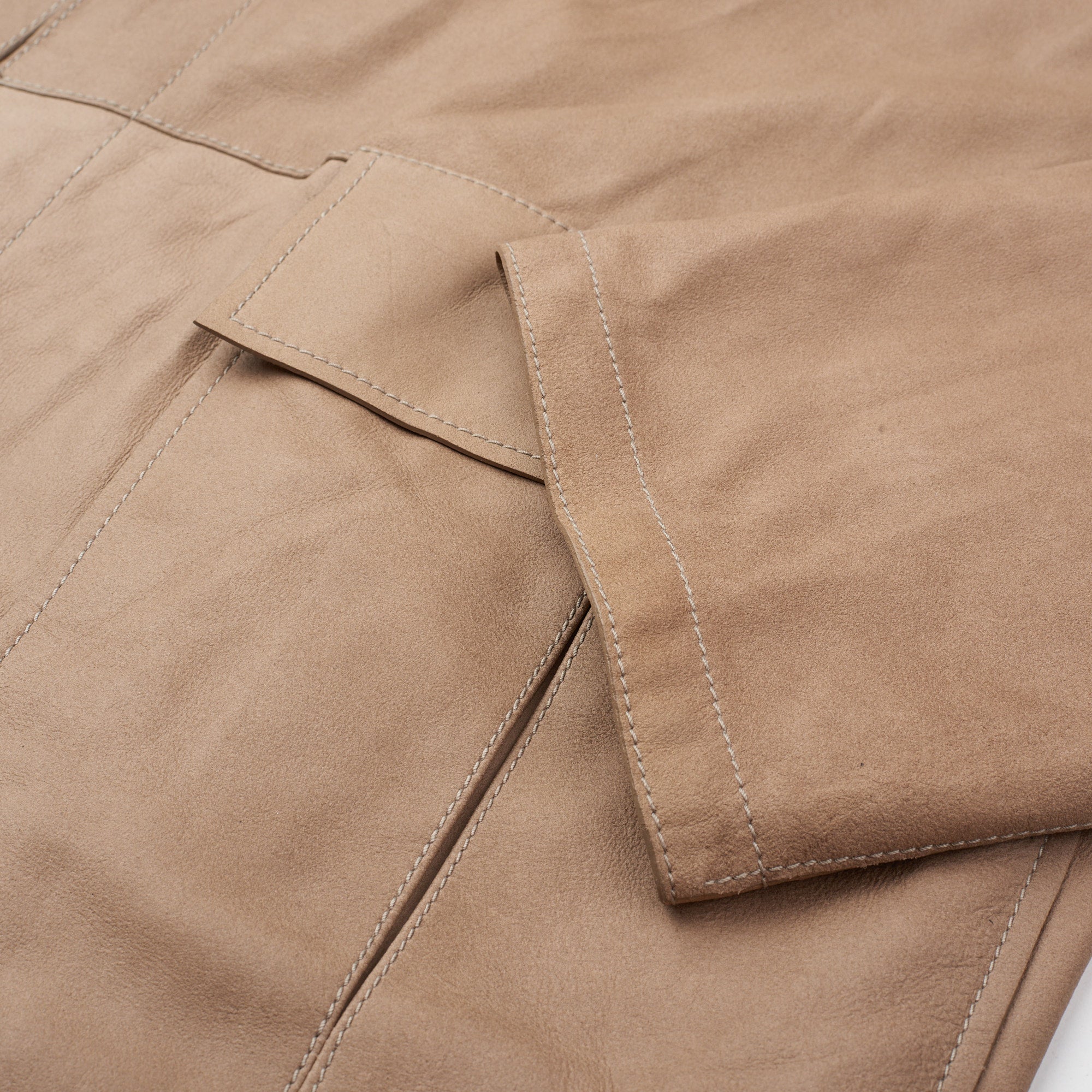 SERAPHIN Tan Suede Goat Leather Unlined Field Jacket FR 50 US M NEW SERAPHIN