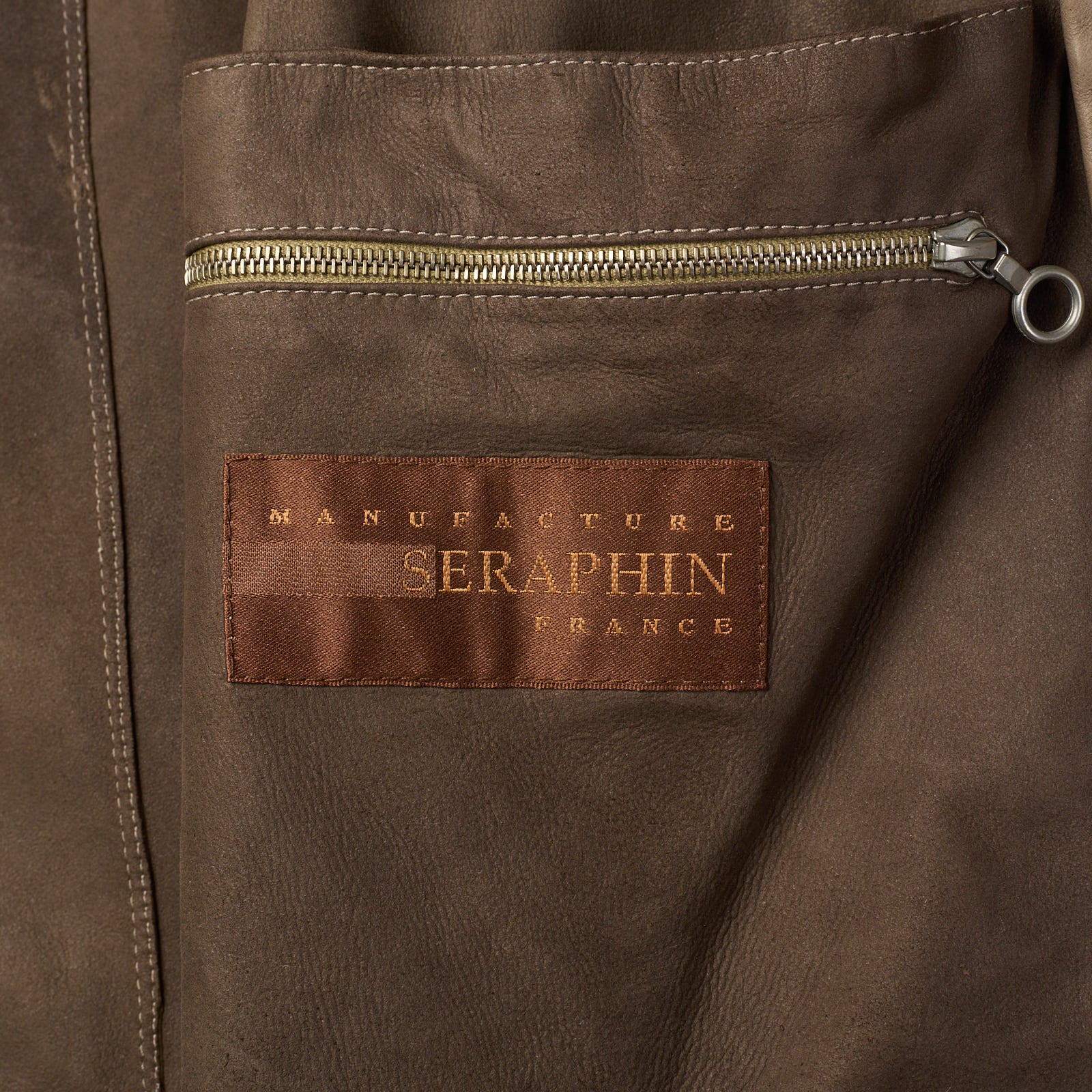 SERAPHIN Taupe Lamb Suede Leather Unlined Jacket FR 50 US M