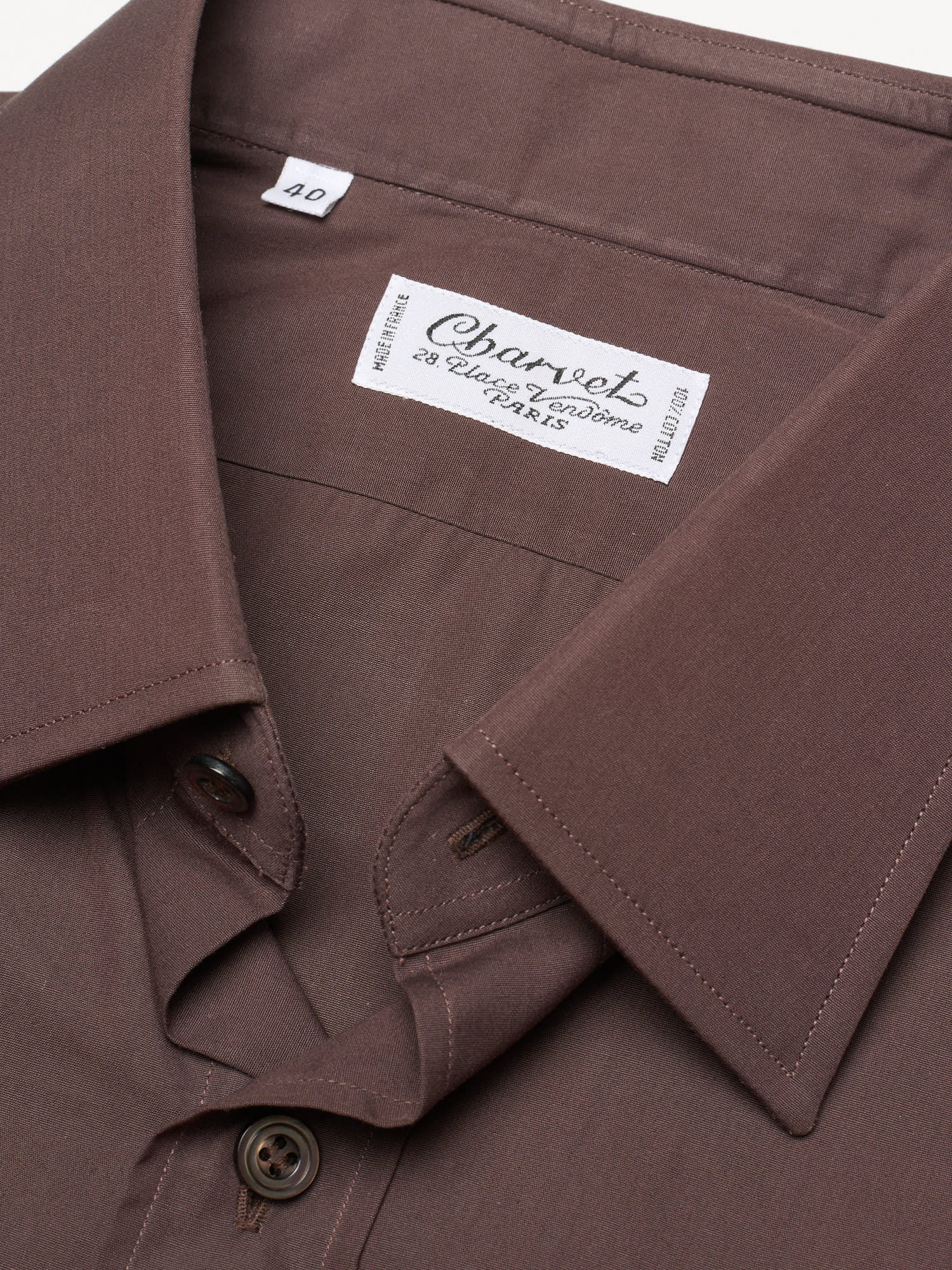CHARVET Paris Handmade Brown Cotton Dress Shirt EU 40 NEW US 15.75