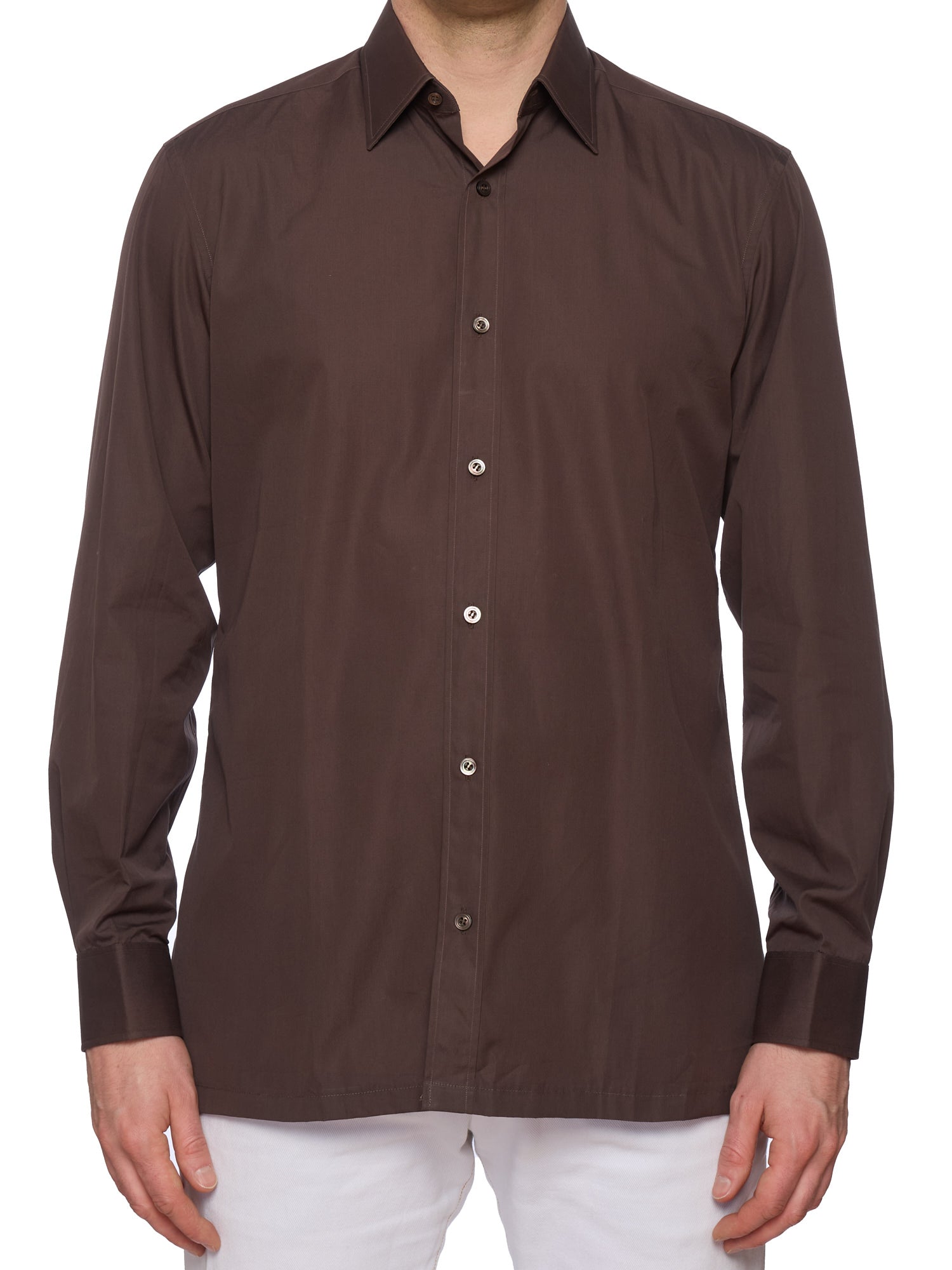 CHARVET Paris Handmade Brown Cotton Dress Shirt EU 40 NEW US 15.75