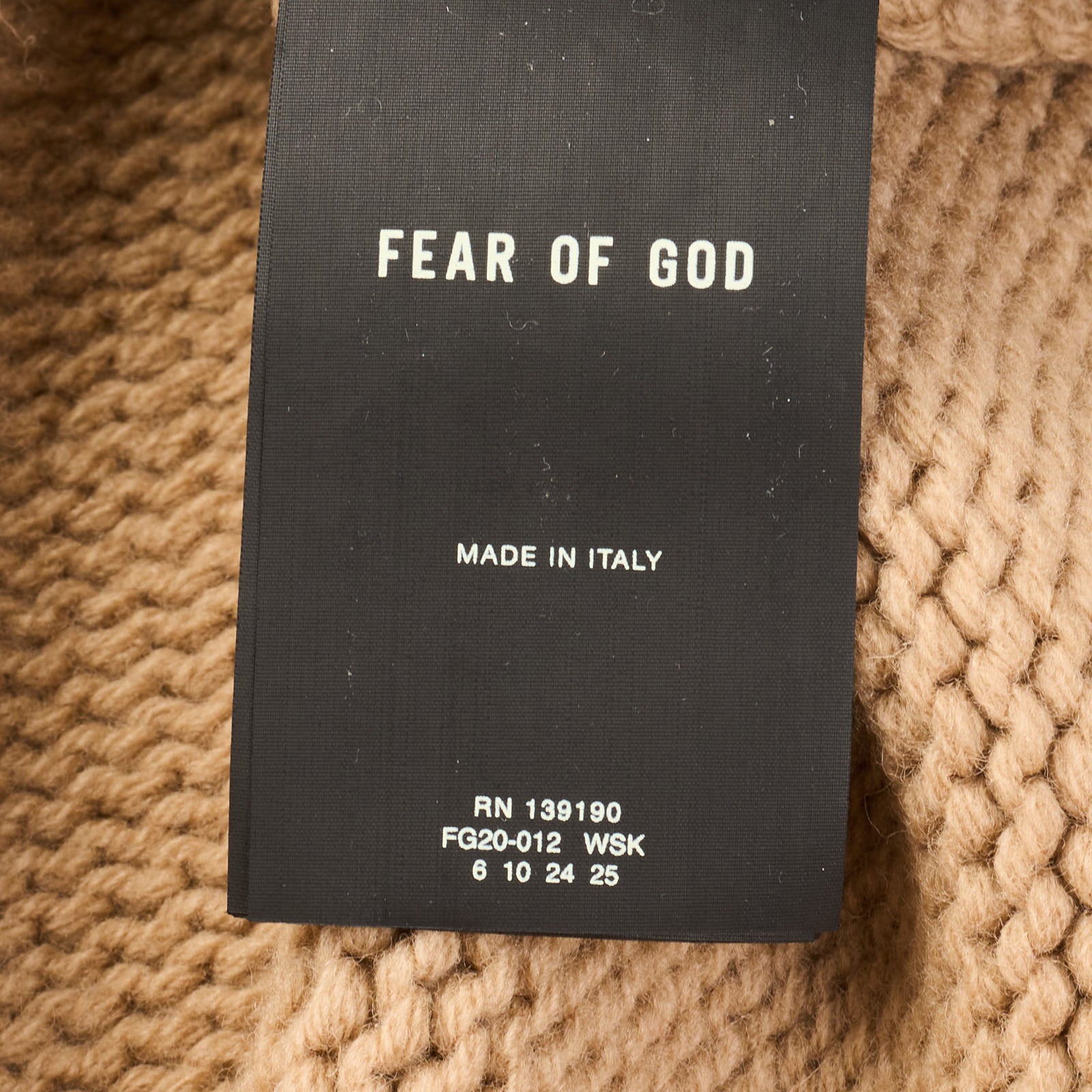 FEAR OF GOD Camel Knit Overlapped Wool Sweater NEW Size L