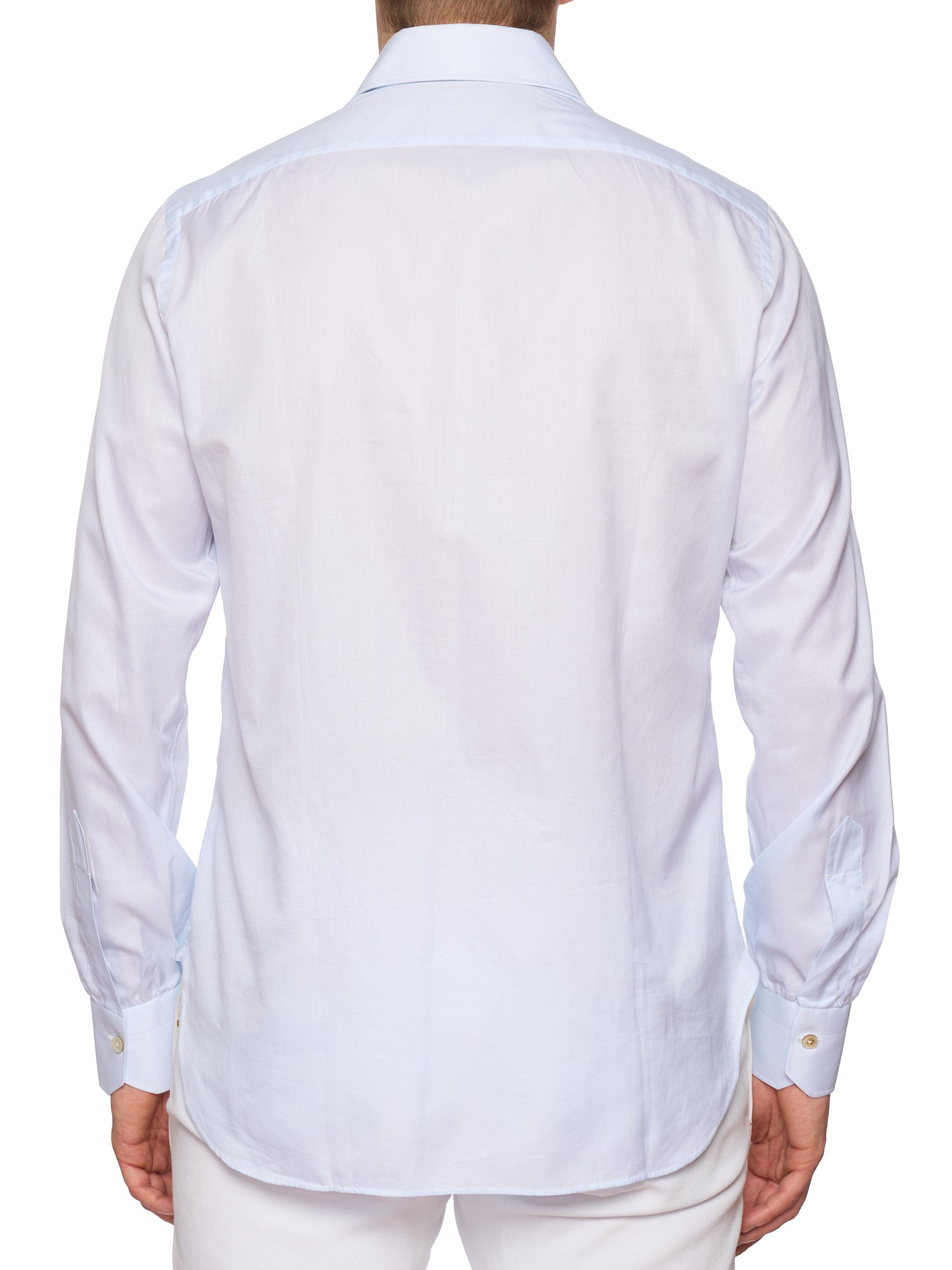 KITON Napoli Handmade Light Blue Cotton Dress Shirt EU 39 US 15.5