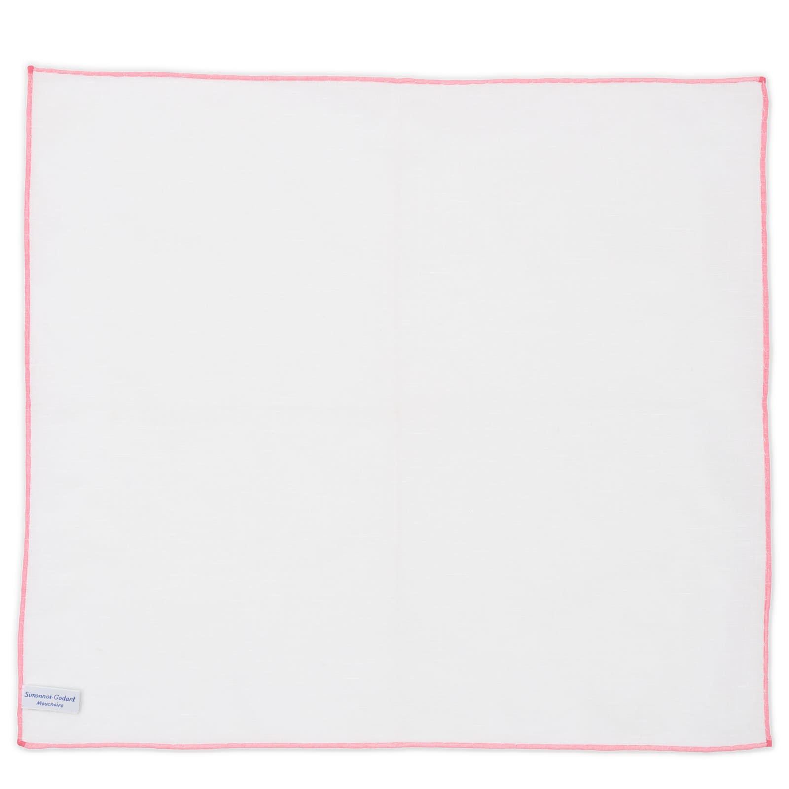 SIMONNOT GODARD Handmade White Solid Cotton-Linen Pocket Square NEW 38cm x 34cm