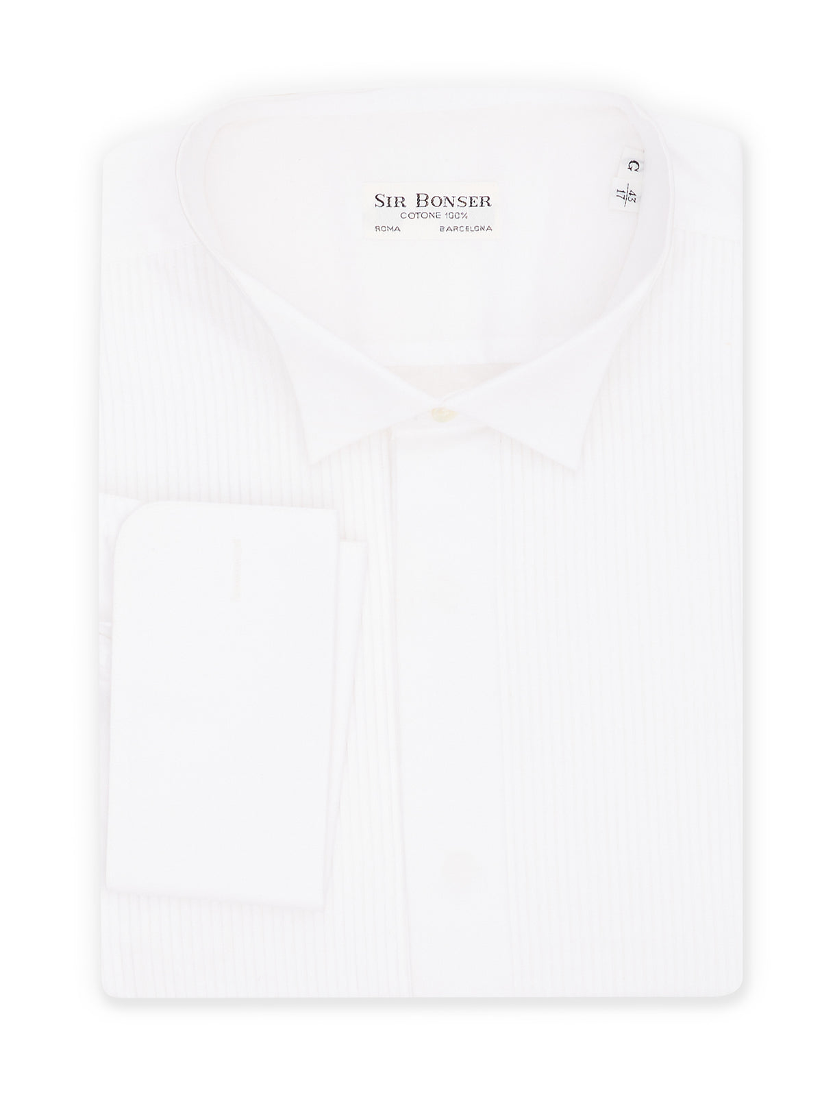 SIR BONSER White Cotton Bib Tuxedo Dress Shirt
