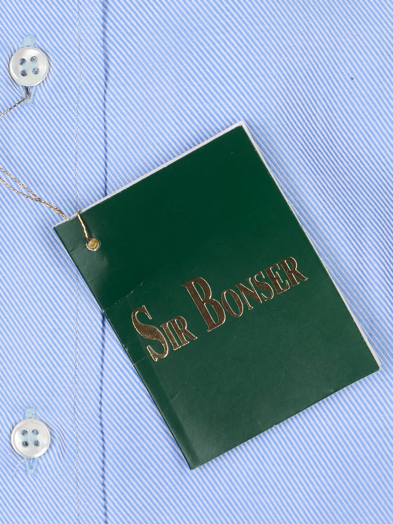 SIR BONSER for Vannucci Blue Twill Cotton French Cuff Dress Shirt