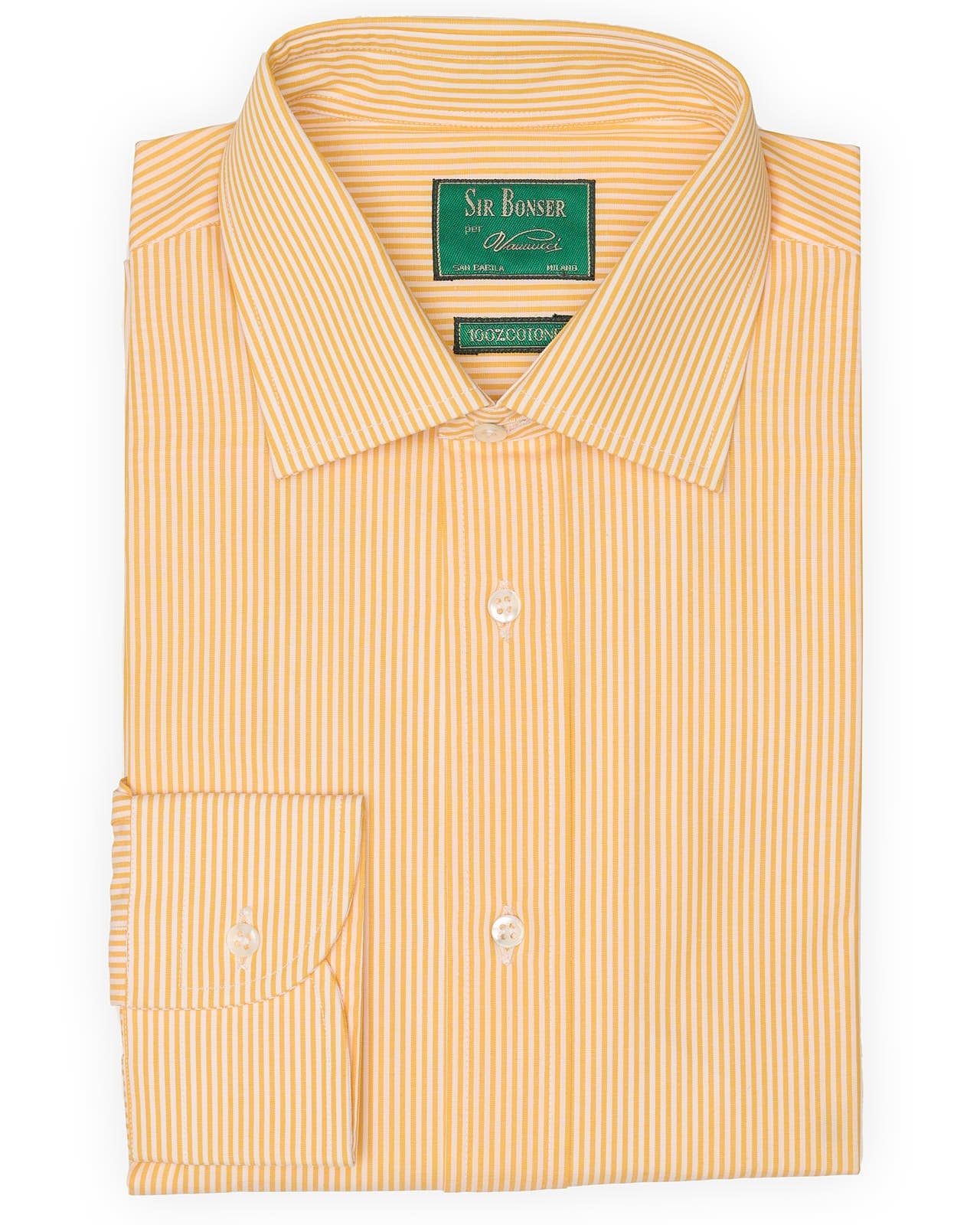SIR BONSER for Vannucci Orange Striped Cotton Dress Shirt EU 39 New US 15.5 SIR BONSER for Vannucci Orange Striped Cotton Dress Shirt EU 39 New US 15.5